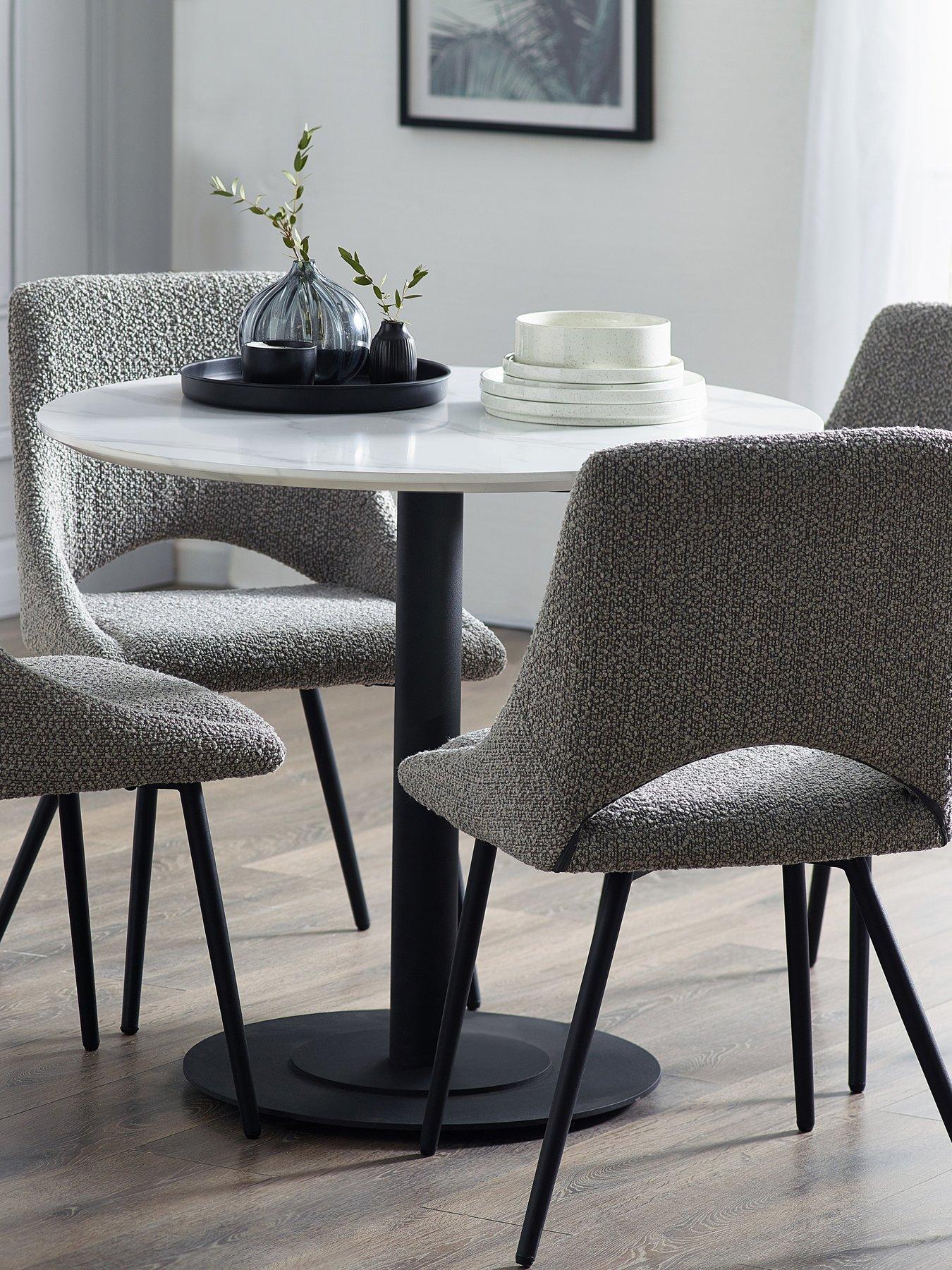 Julian Bowen Luca Round Table & 4 Iris Grey Chairs
