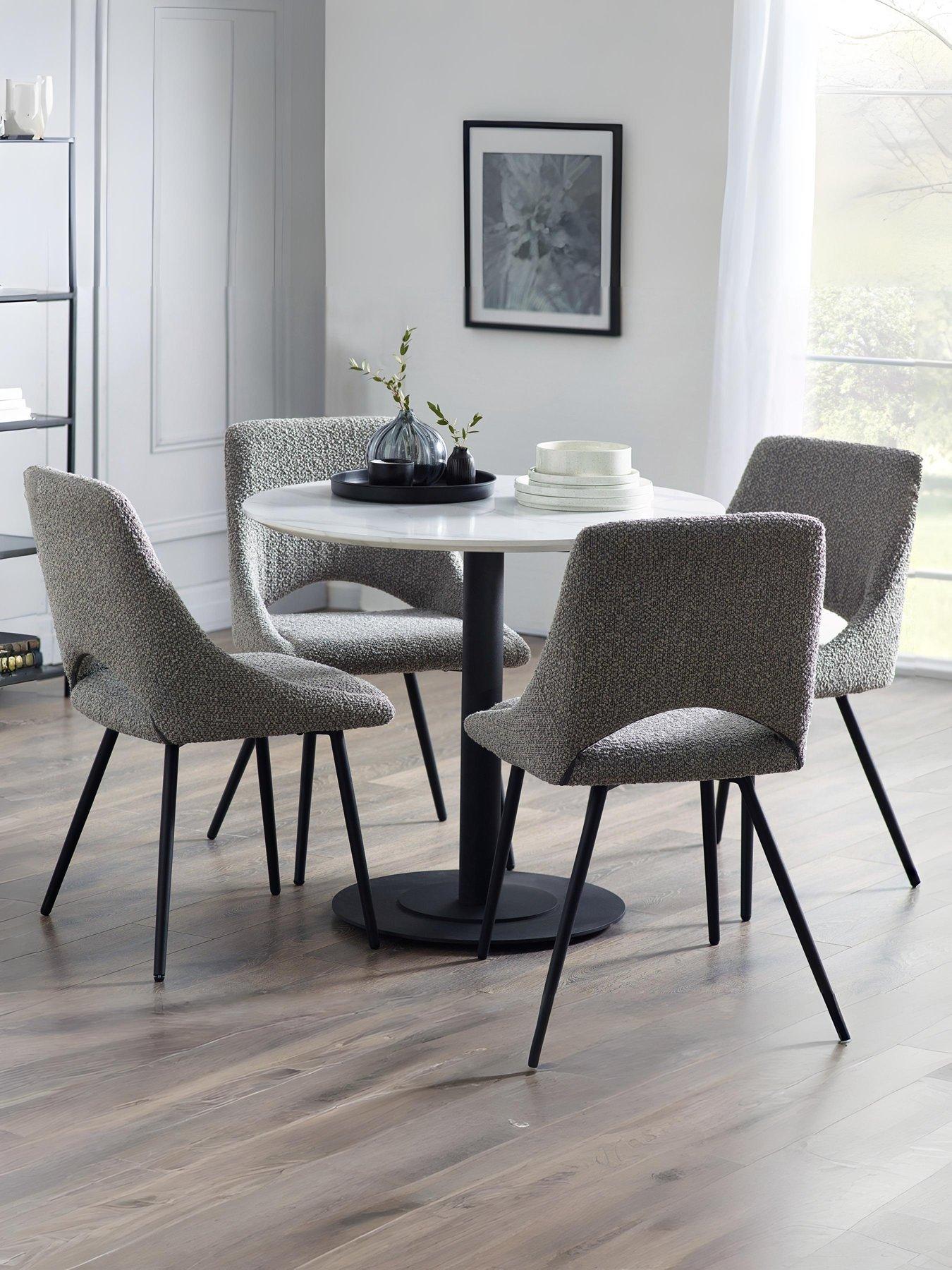 Julian Bowen Luca Round Table  &  4 Iris Grey Chairs
