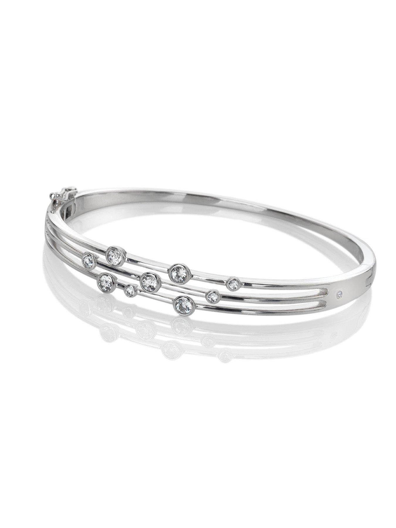 Hot Diamonds Orecchini A Cerchio Tender Statement - Argento 925, Topazio Bianco E Diamante, 15mm
