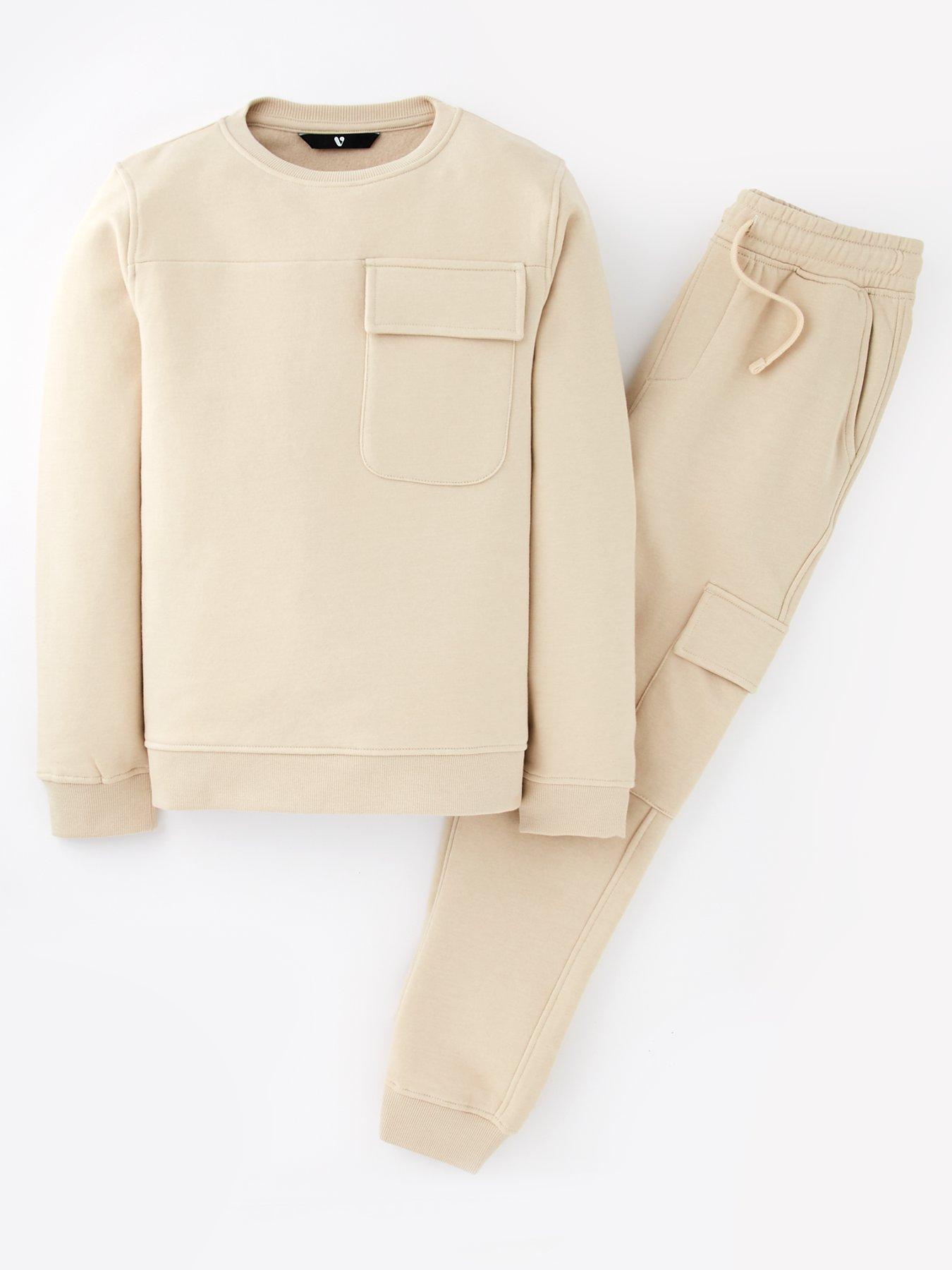 undefined Boys Sweatshirt And Jogger Set - Stone