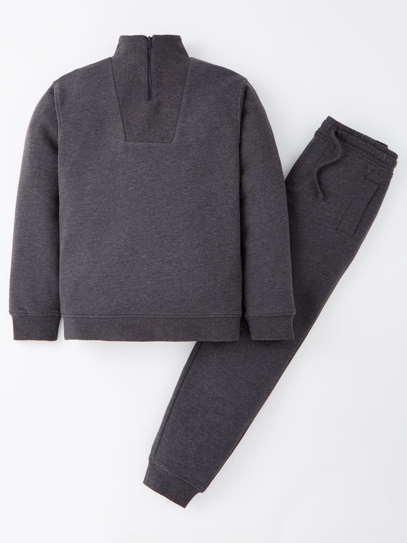 undefined Boys Funnel Neck Sweat Top And Jog Set - Grey
