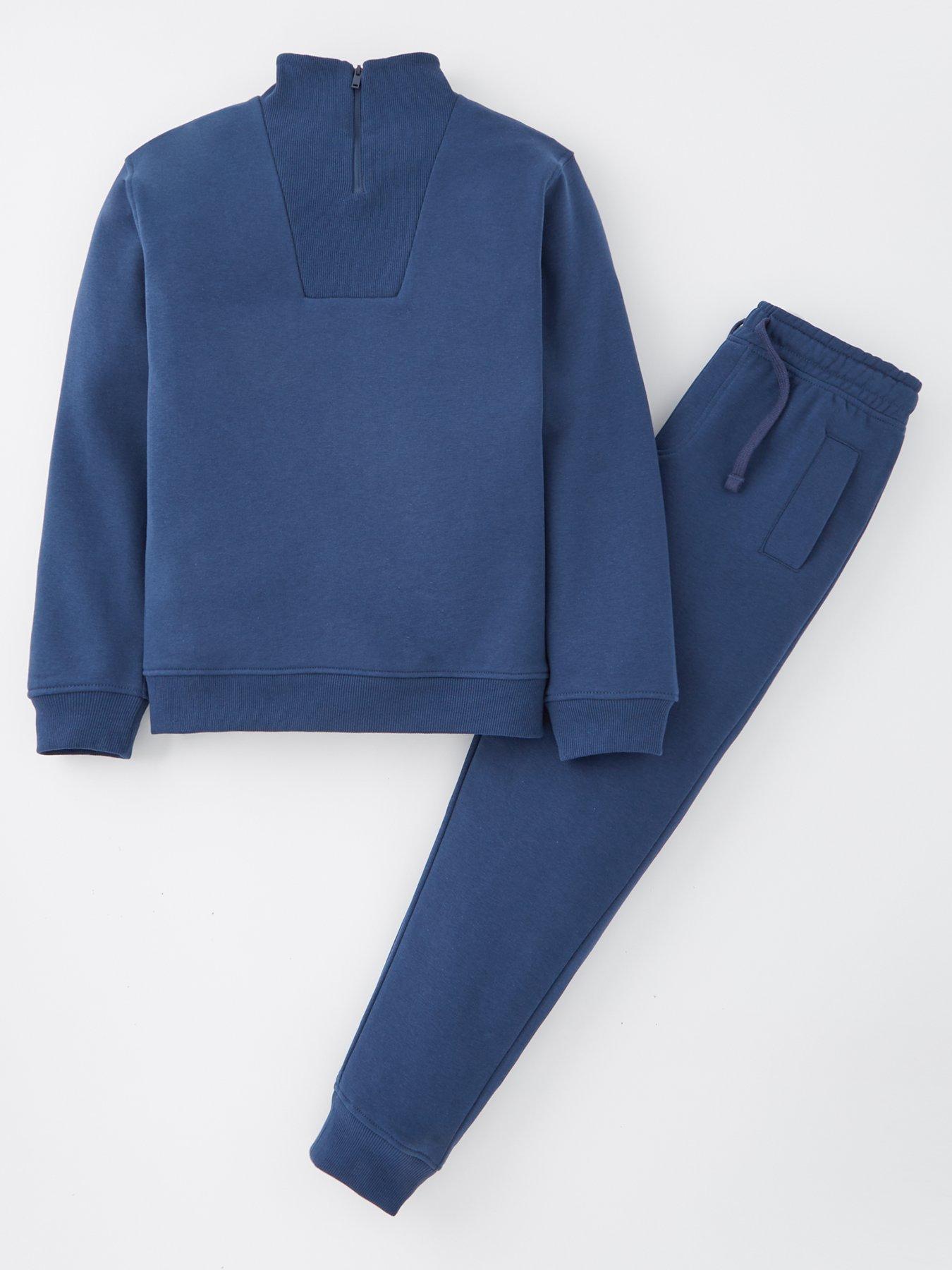 undefined Boys Funnel Neck Sweat Top And Jog Set - Navy