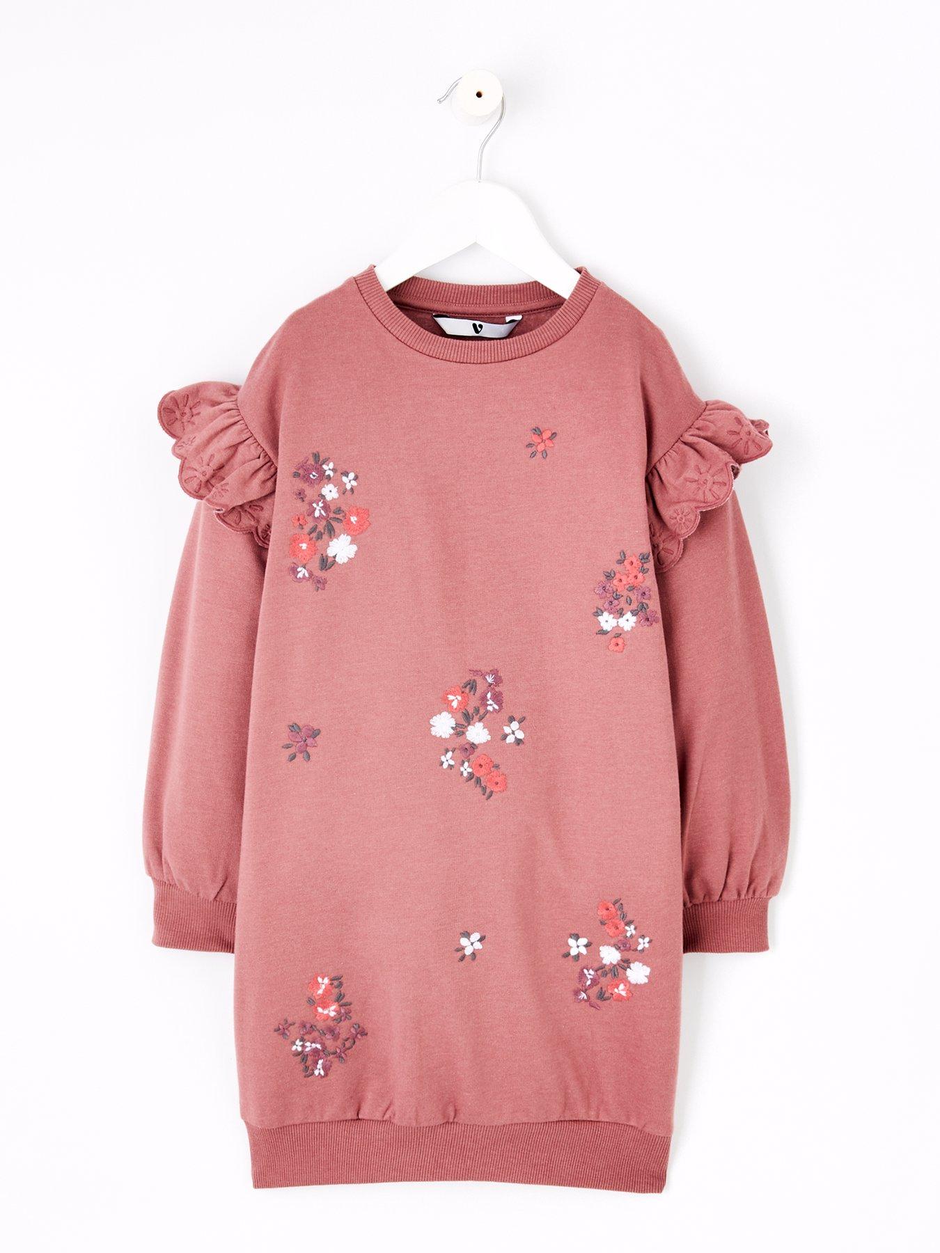 undefined Girls Embroidery Sweat Dress - Multi