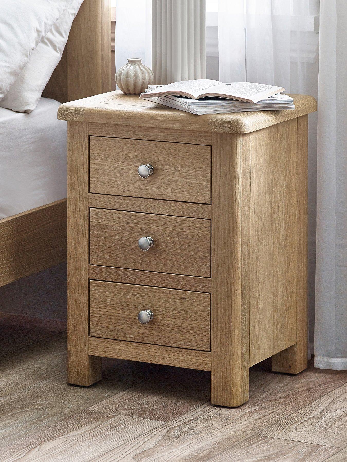 Julian Bowen Memphis Limed Oak 3 Drawer Bedside