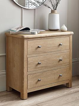 Product photograph of Julian Bowen Memphis Limed Oak 3 Drawer Chest from very.co.uk