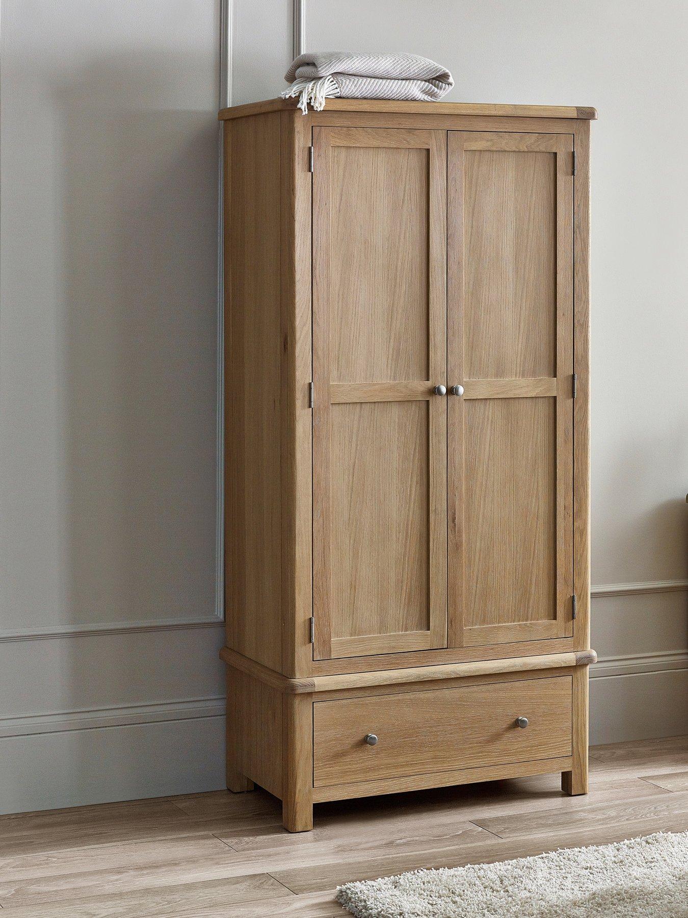undefined Memphis Limed Oak 2 Door, 1 Drawer Wardrobe