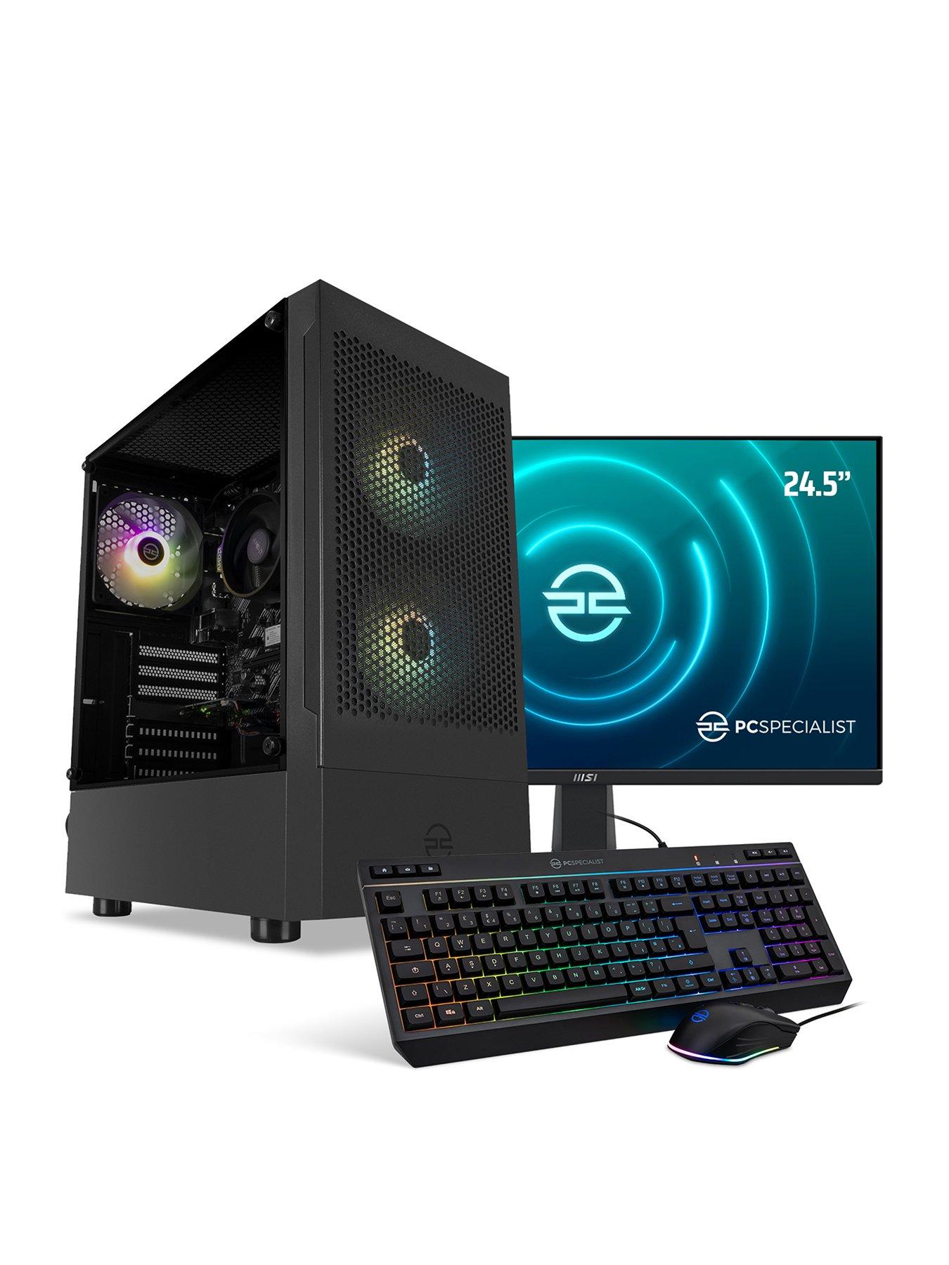 Image 1 of 6 of PCSpecialist Fusion 100 Gaming Desktop, 24-inch FHD&nbsp;Monitor, Keyboard &amp; Mouse Bundle - AMD Ryzen 5, 16GB RAM, 1TB SSD