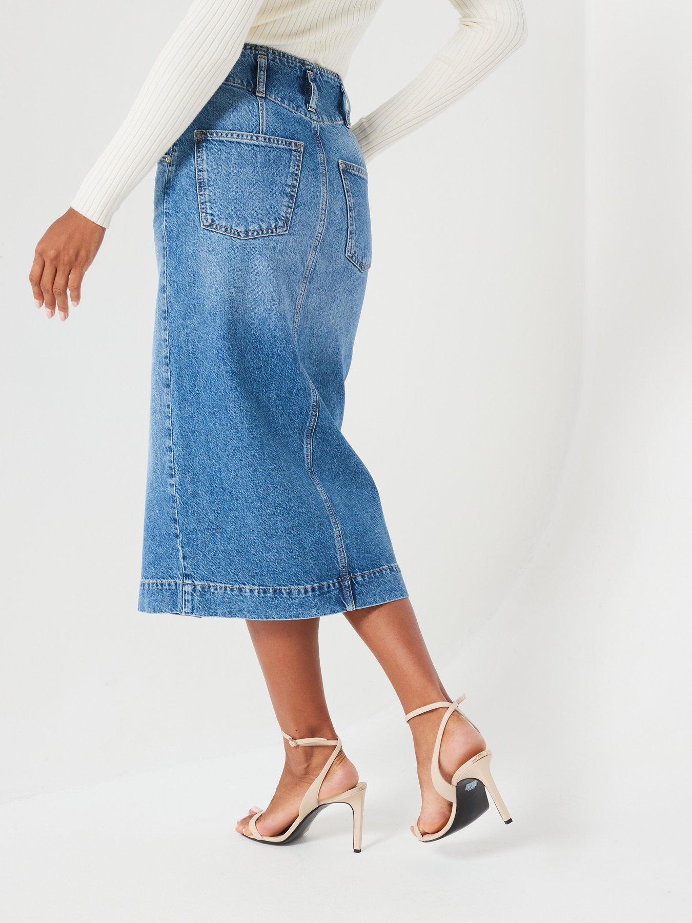 High waisted corset denim skirt hotsell