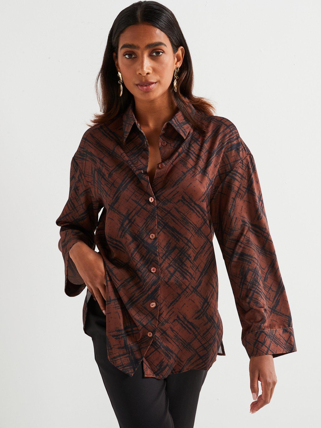 undefined Longline Oversized Shirt - Brown