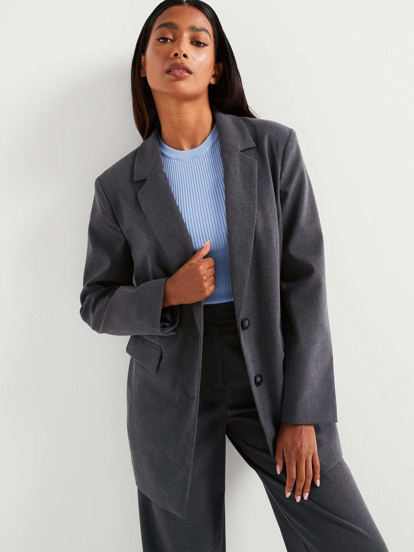 undefined Single Breasted Blazer 3 Piece Co-Ord - Grey