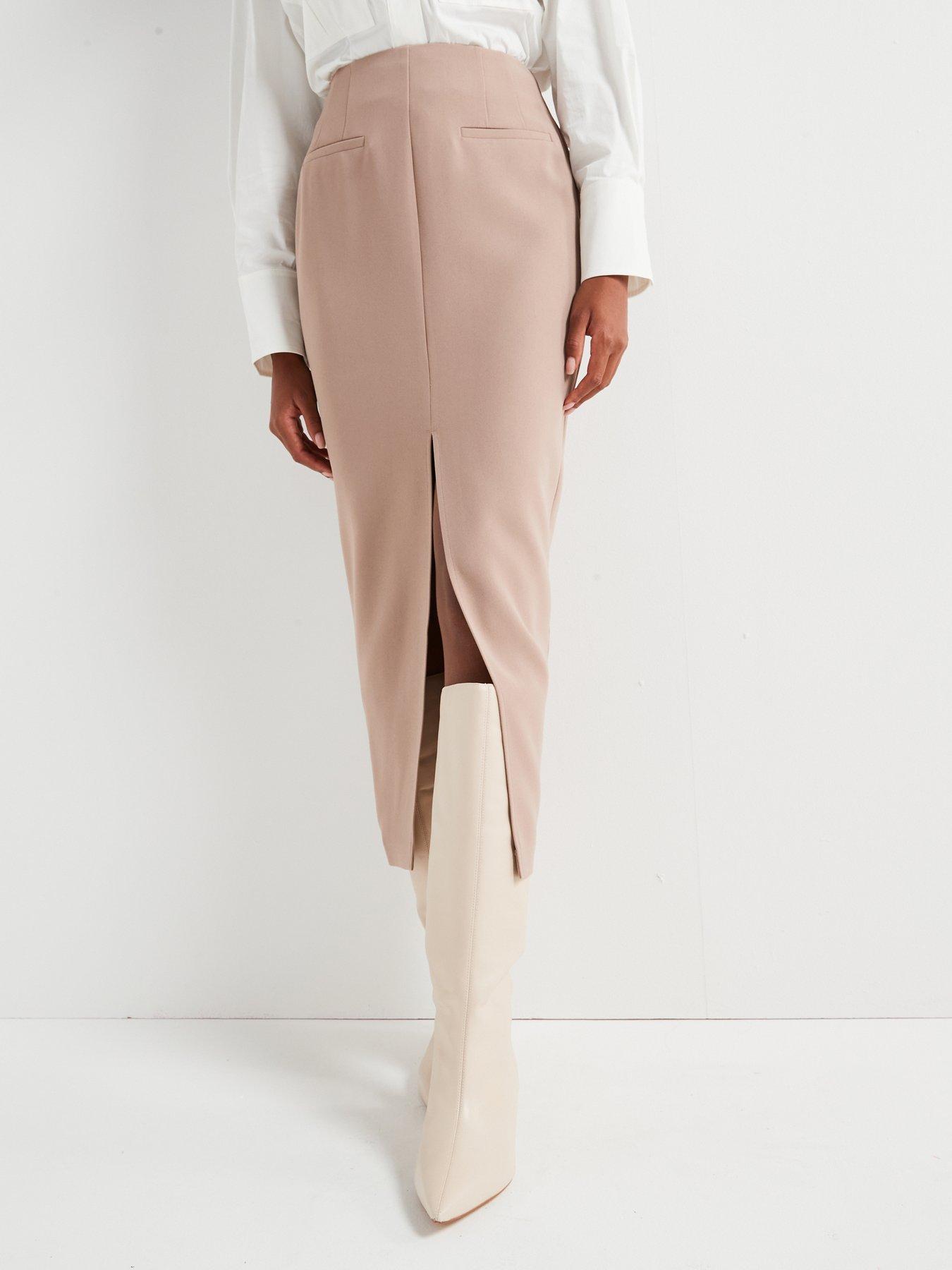 undefined Formal Pencil Skirt - Beige