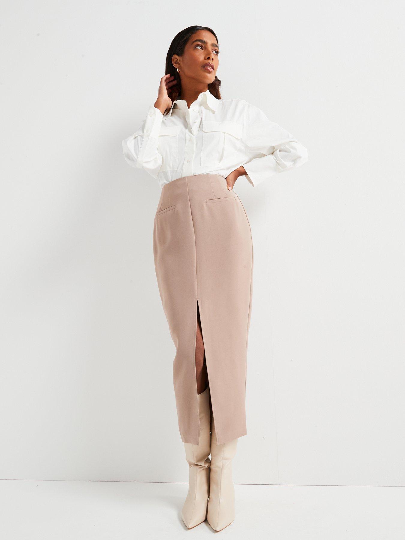 V by Very Formal Pencil Skirt Beige Very