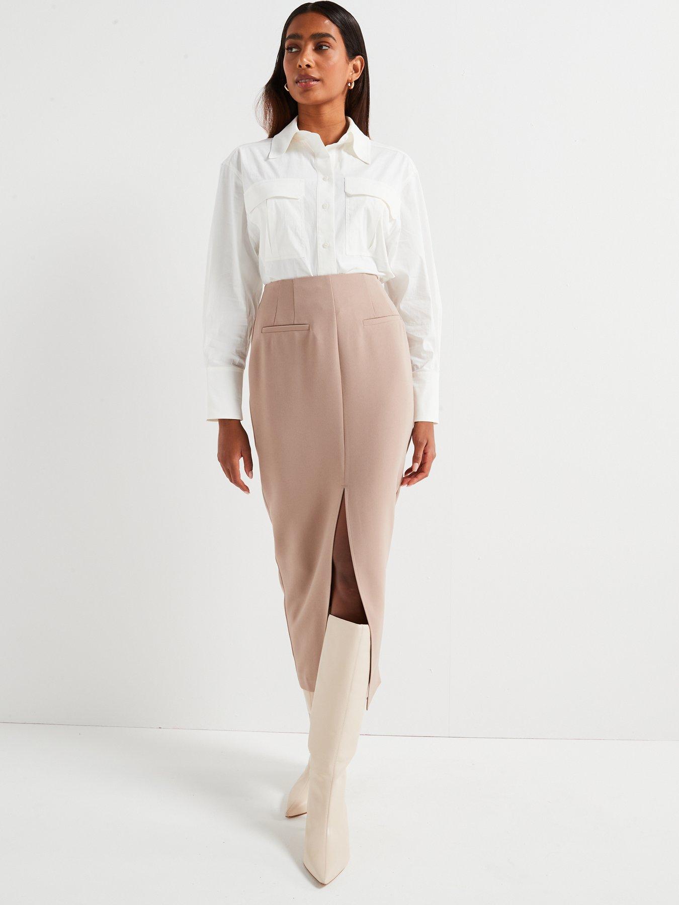 V by Very Formal Pencil Skirt Beige Very