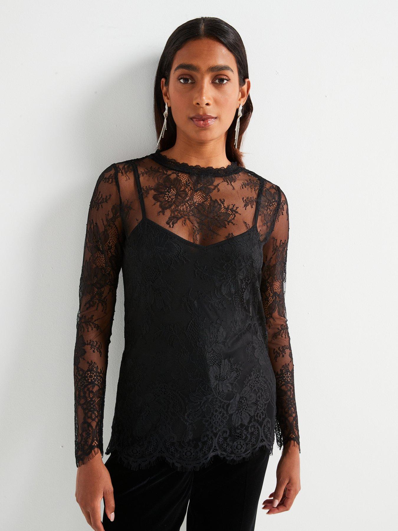 Lace Shell Top Black