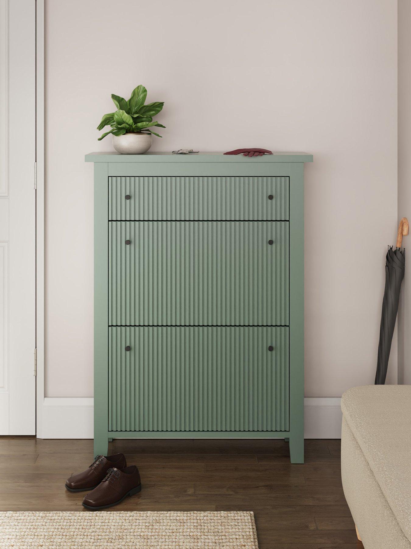 GFW Bliss 3 Drawer Shoe Cabinet - Green