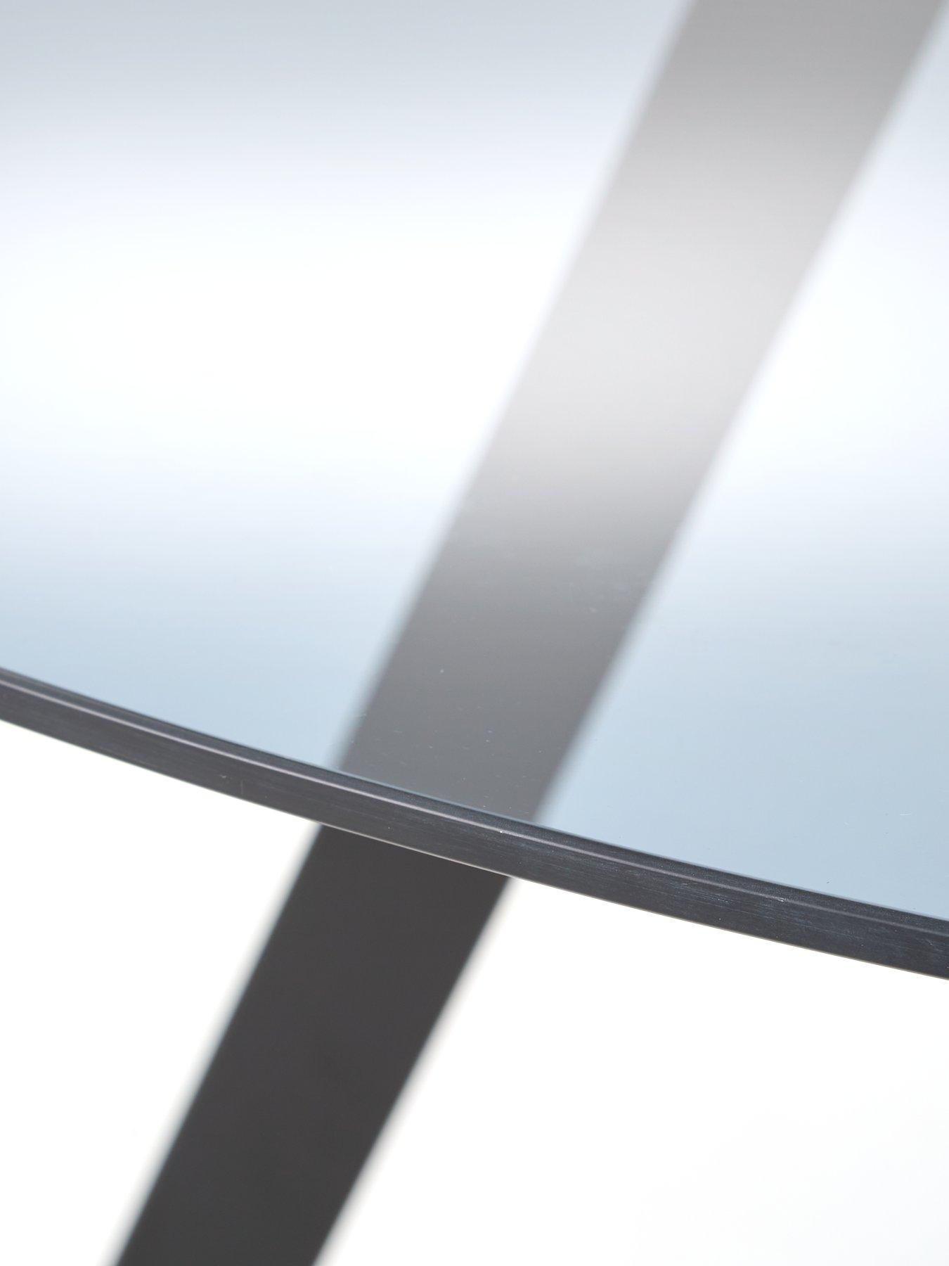 Image 4 of 6 of The Very Collection Marlow 130&nbsp;cm Round Smoked&nbsp;Glass Top Dining Table and 6 Fabric Chairs - Grey/Black