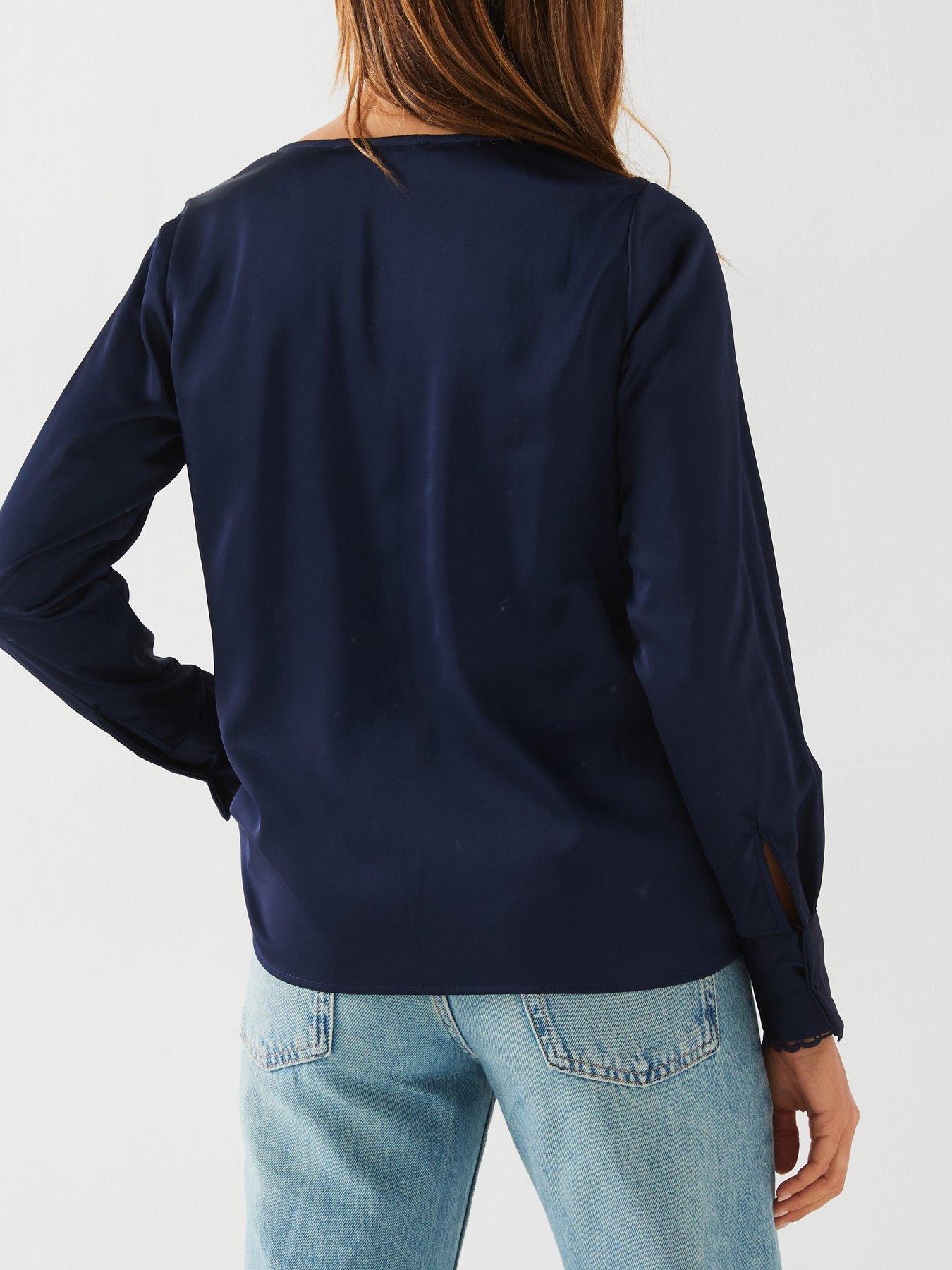 Vintage Tencel V-neck Blouse With Lace Trim main image 1