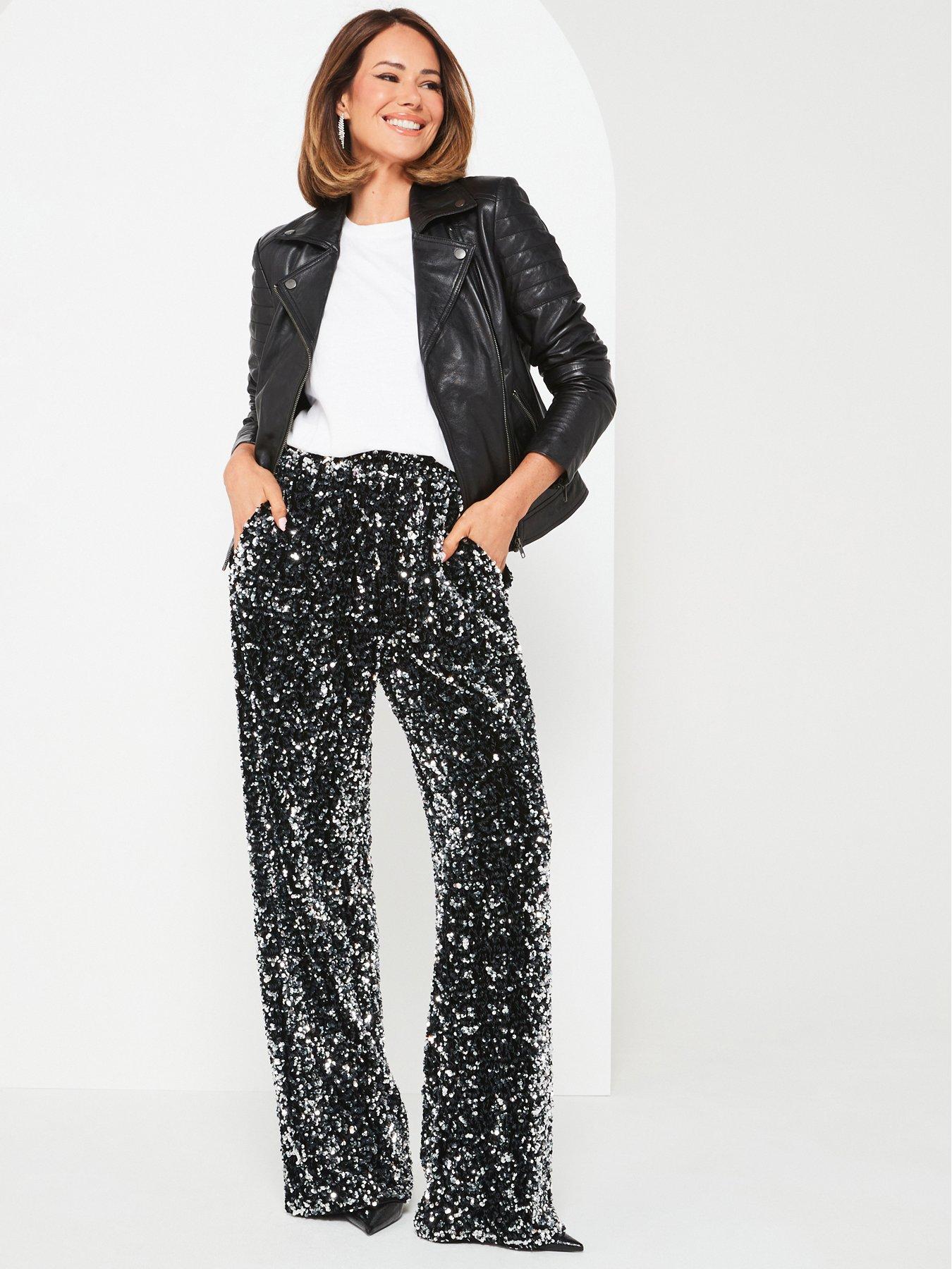 undefined X Carol Byrne Wide Leg Sequin Jogger - Grey