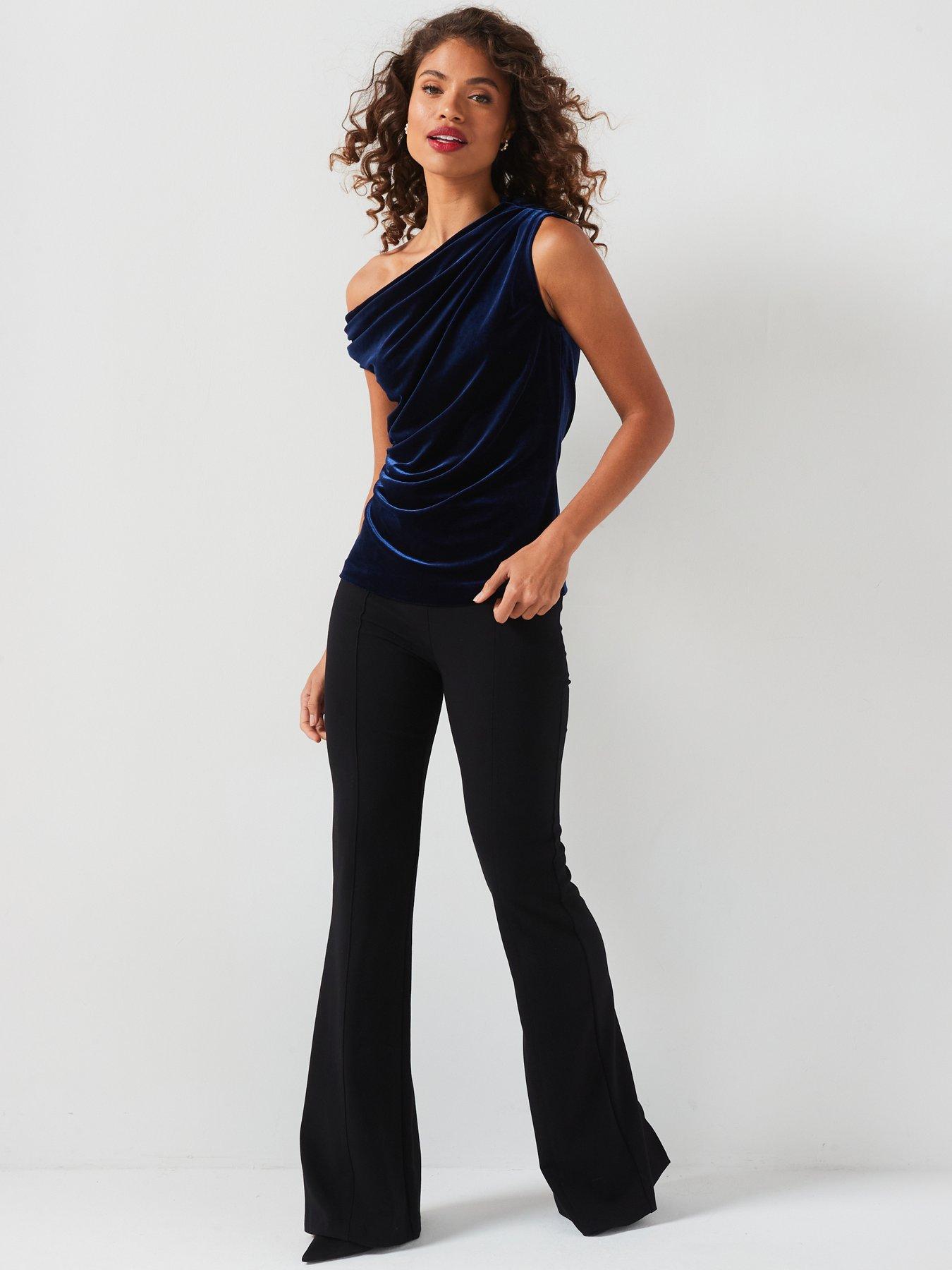 Image 4 of 6 of V by Very Twist Detail Velvet Top - Blue