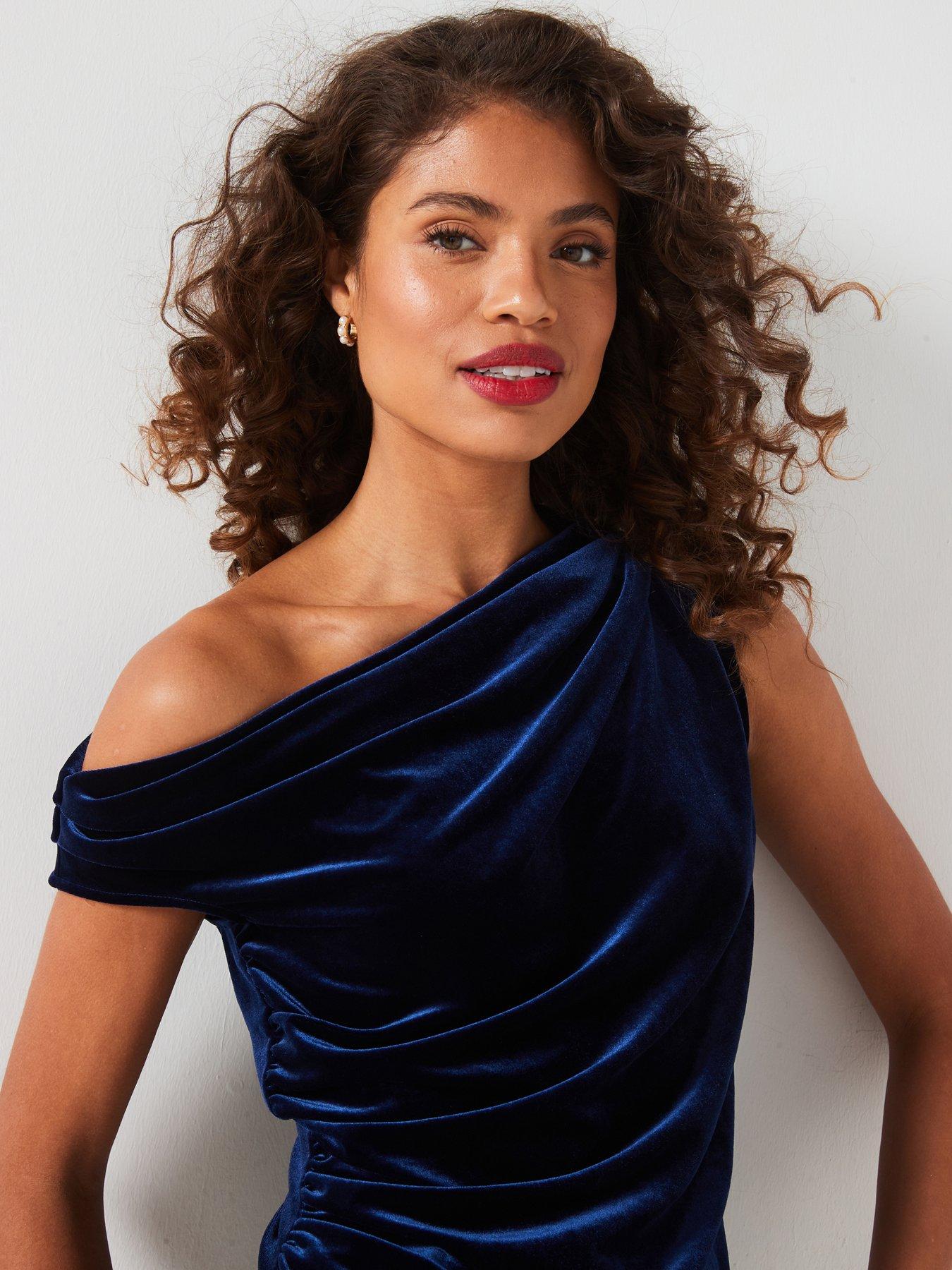 Image 5 of 6 of V by Very Twist Detail Velvet Top - Blue
