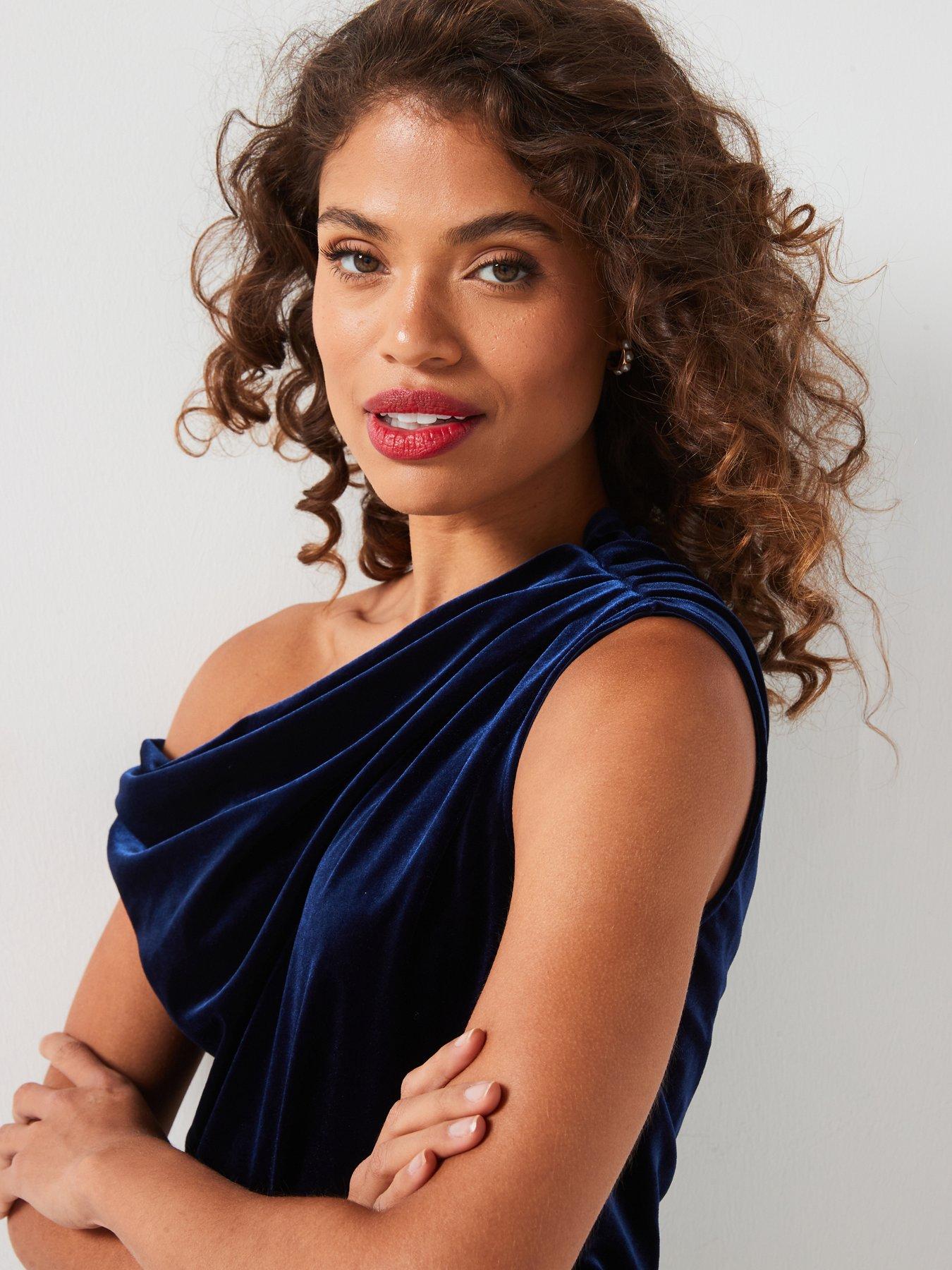 Image 6 of 6 of V by Very Twist Detail Velvet Top - Blue