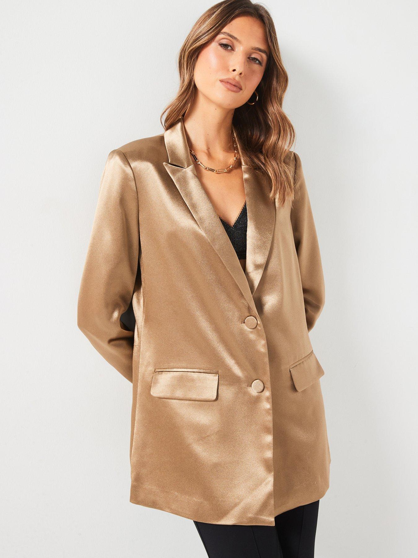 undefined Metallic Blazer - Gold