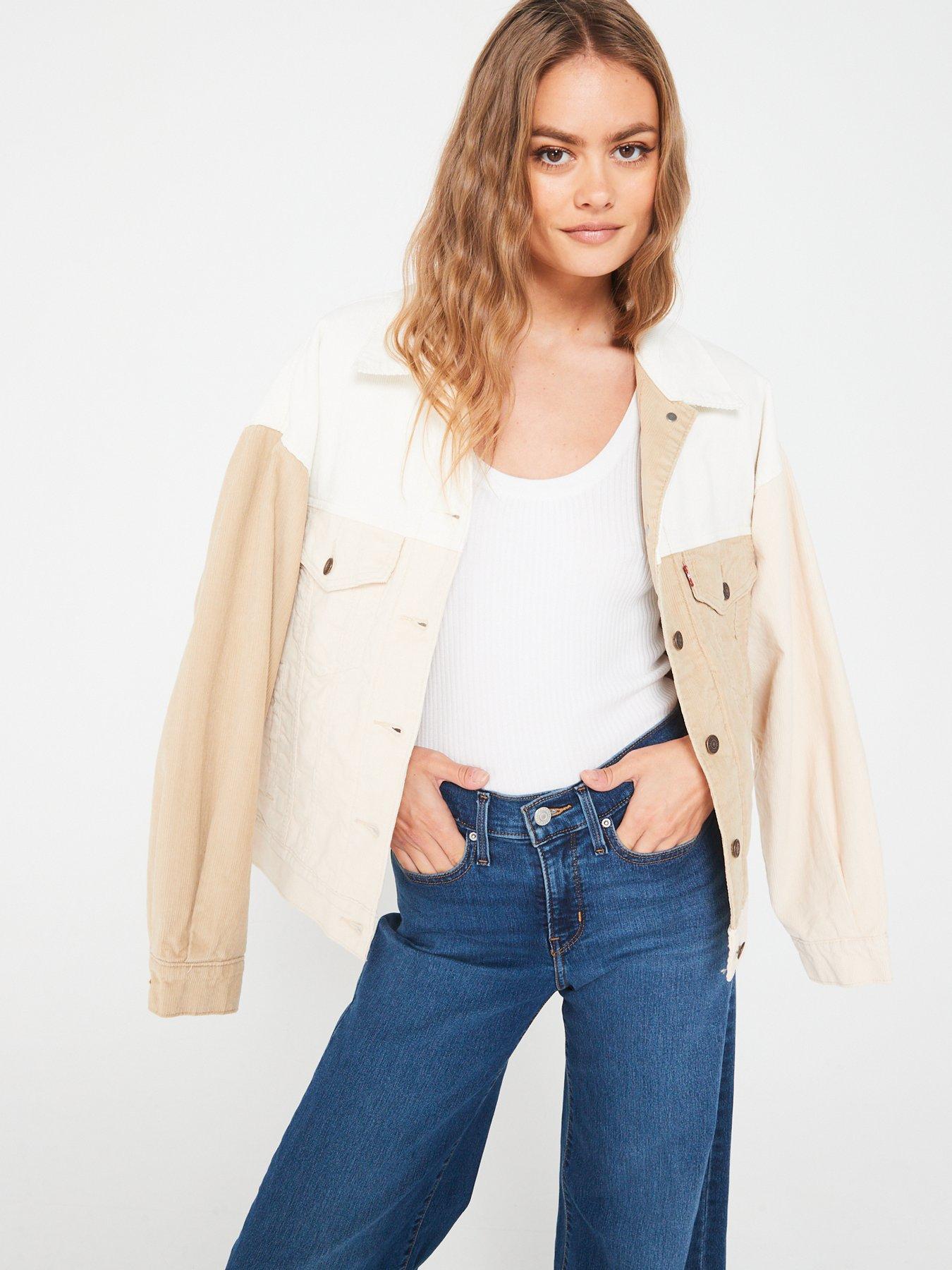 undefined Quilt Lined 90's Trucker Denim Jacket - Creme Creme Creme