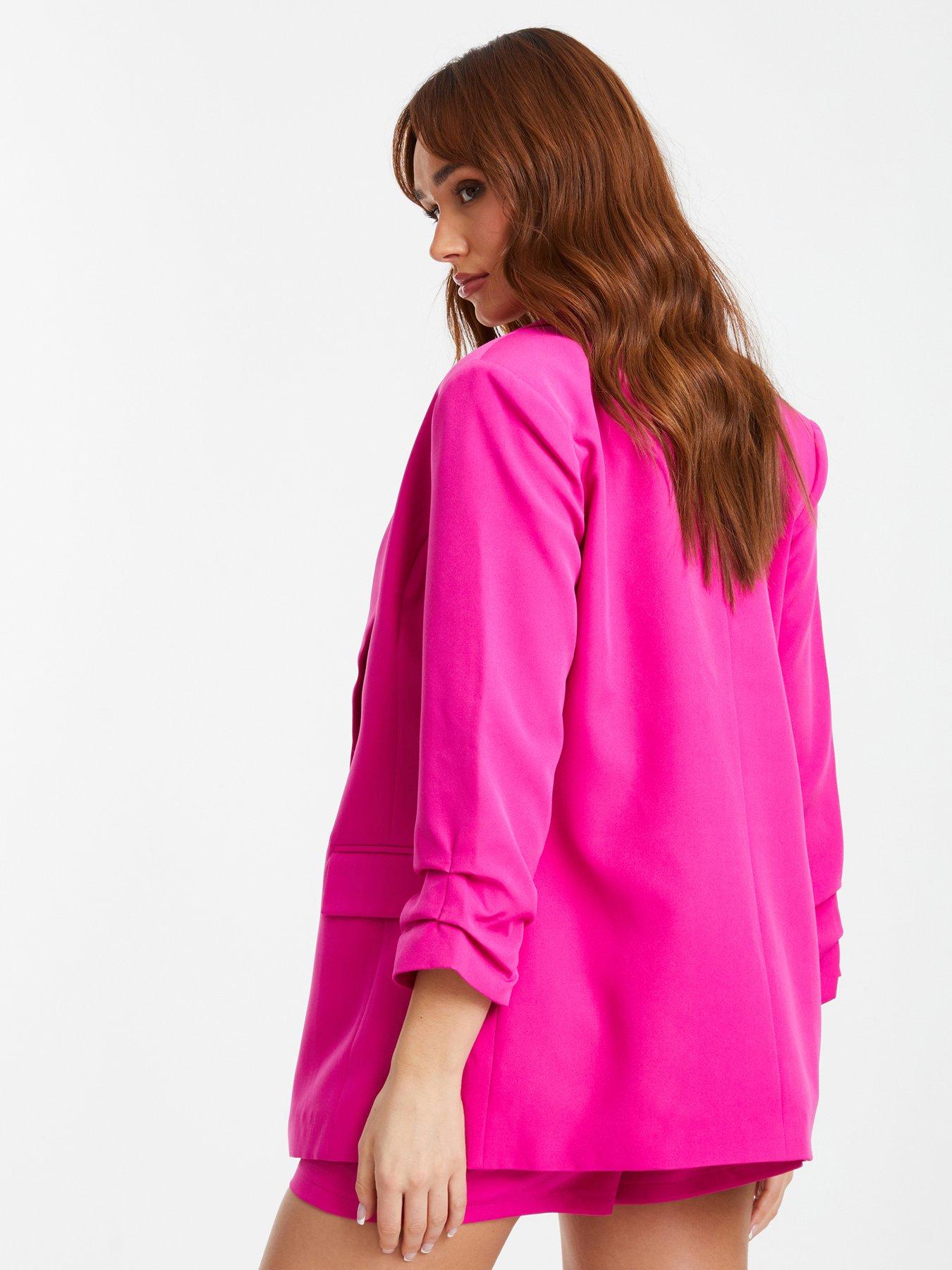 Quiz Pink Ruched Sleeve Blazer