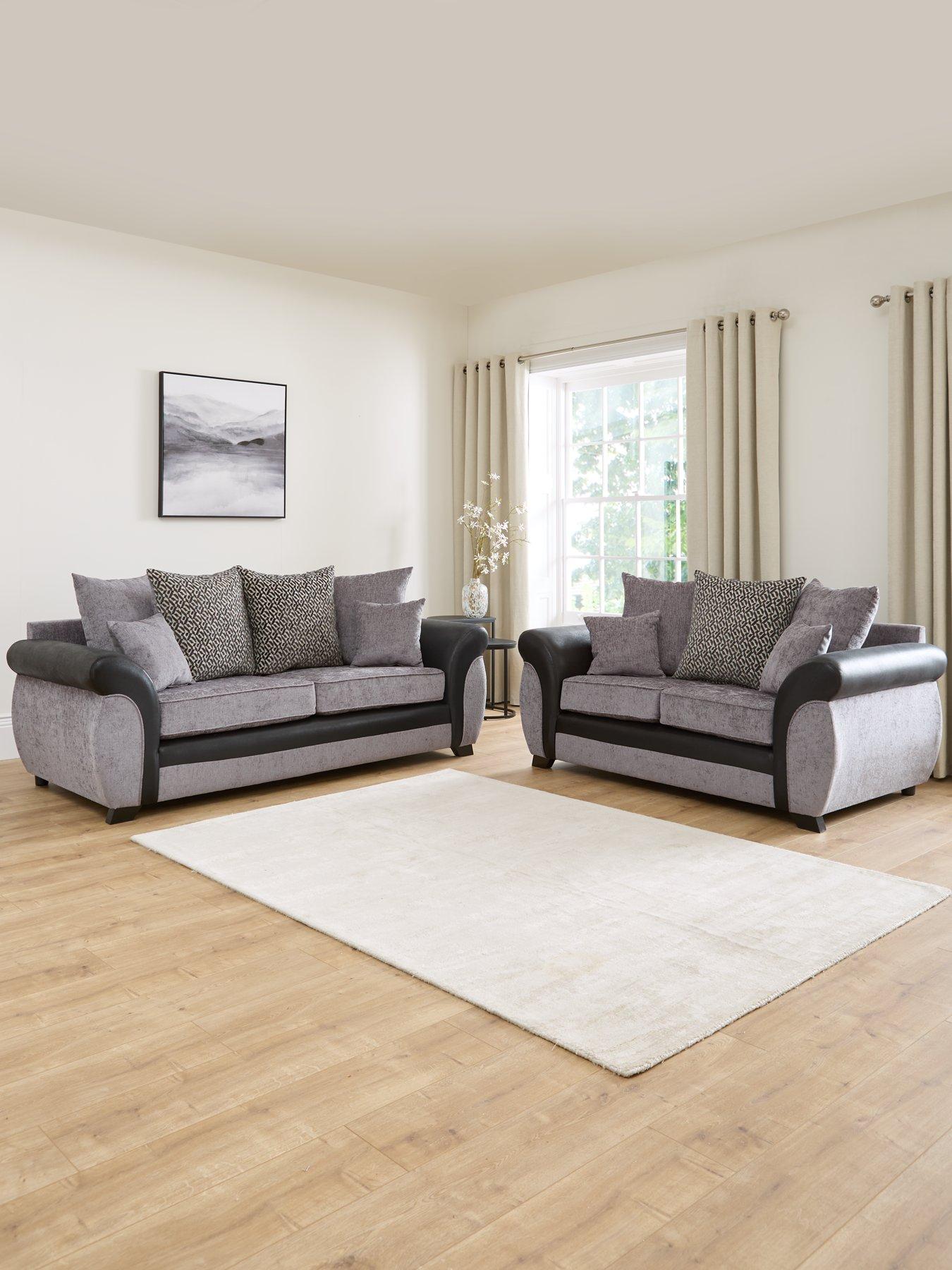 undefined Marino Fabric/Faux Leather 3 + 2 Seater Scatter Back Sofa Set (Buy  &  SAVE!)