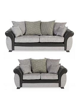 Product photograph of Marino Fabric Faux Leather 3 2 Seater Scatter Back Sofa Set Buy Amp Save from very.co.uk