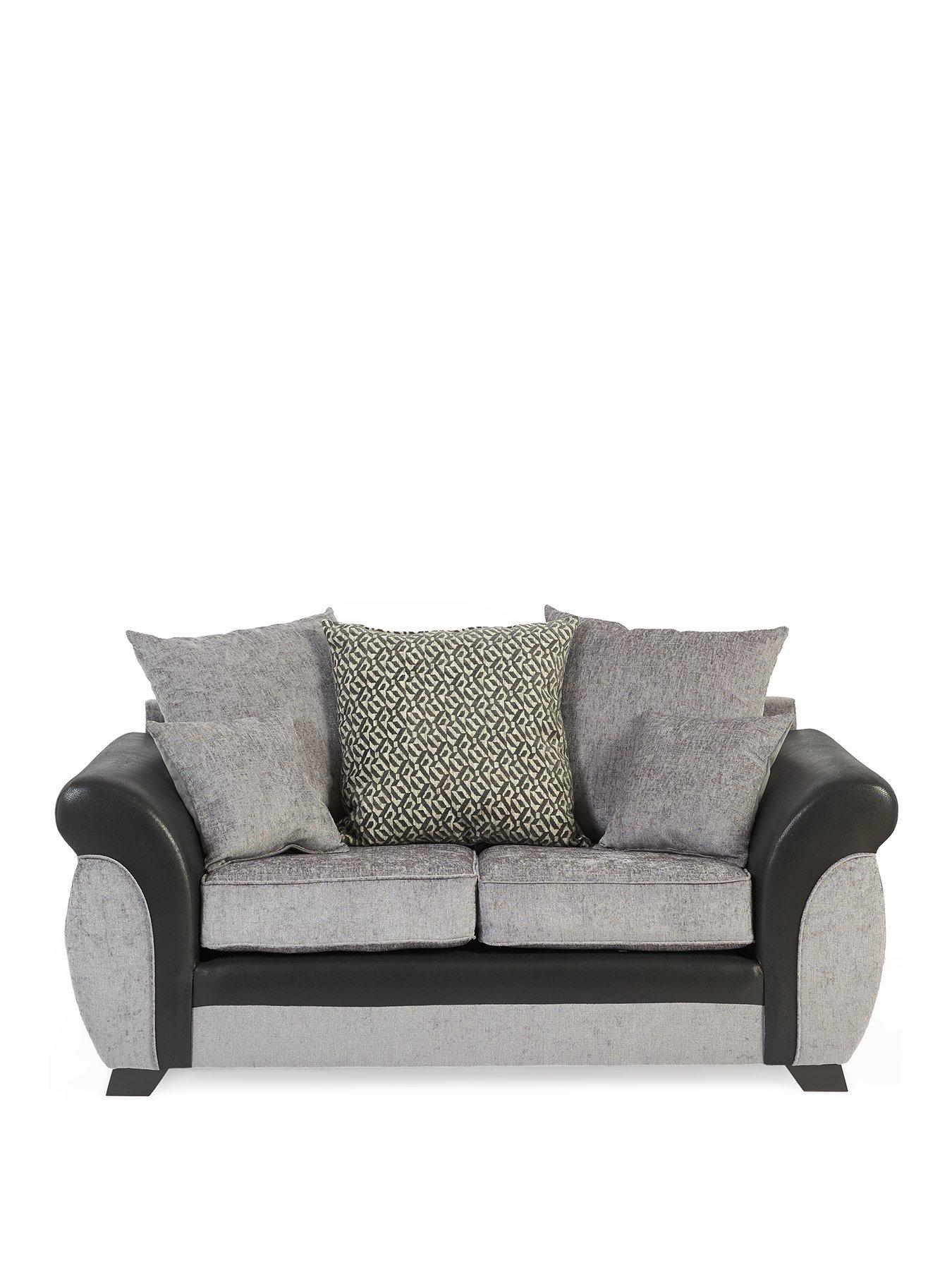 Image 2 of 7 of undefined Marino Fabric/Faux Leather&nbsp;2 Seater Scatter Back Sofa - Grey/Black