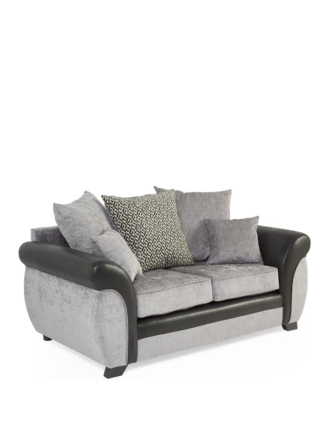 Image 3 of 7 of undefined Marino Fabric/Faux Leather&nbsp;2 Seater Scatter Back Sofa - Grey/Black
