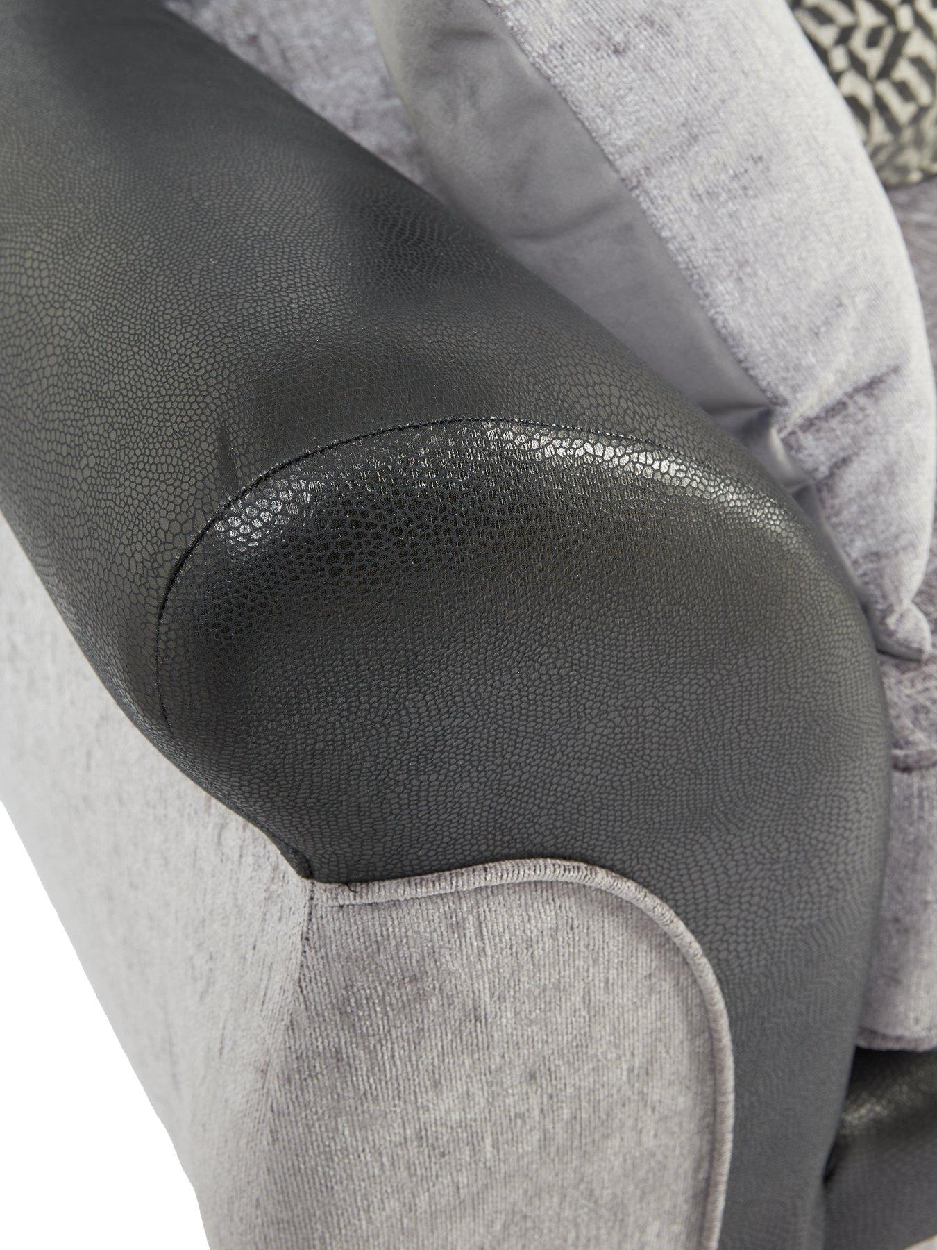 Image 5 of 7 of undefined Marino Fabric/Faux Leather&nbsp;2 Seater Scatter Back Sofa - Grey/Black