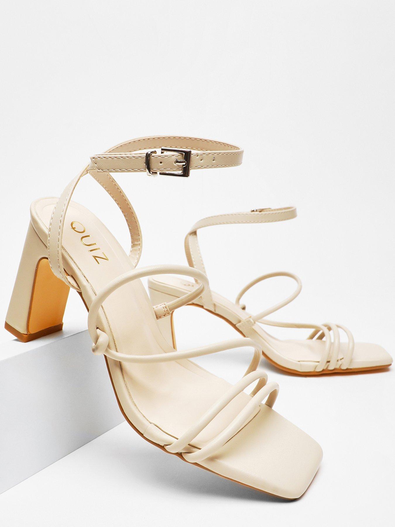 Quiz Nude Faux Leather Block Heeled Sandals | Very.co.uk