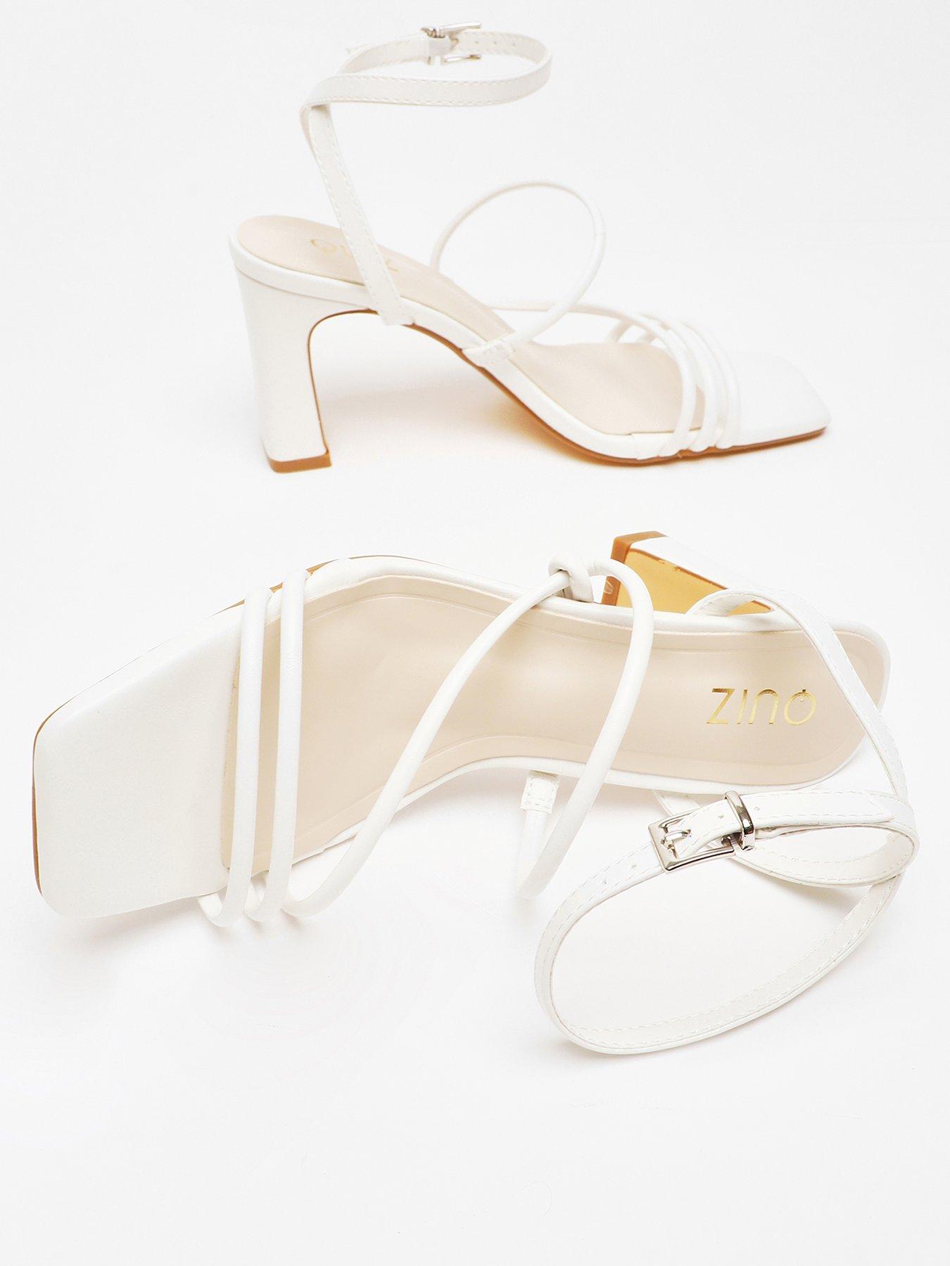 Image 3 of 5 of Quiz White Faux Leather Block Heeled Sandals