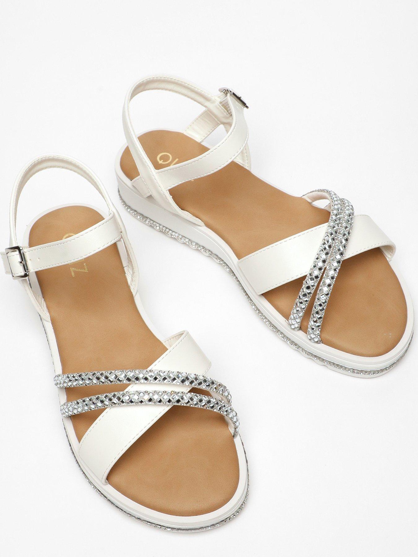 White cross strap sandals sales