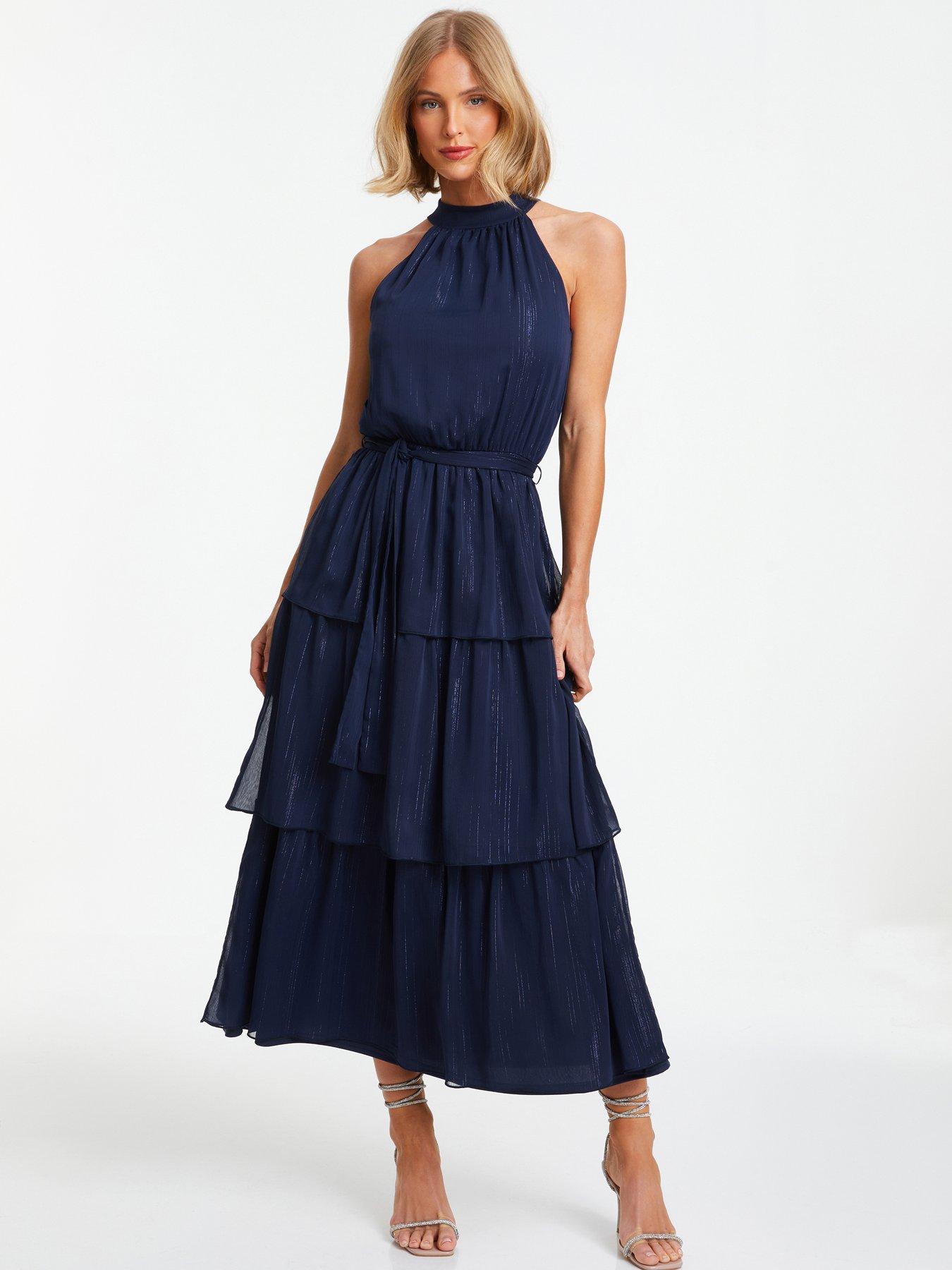 Isadora | Sleeveless High Neck Tiered Midi Dress