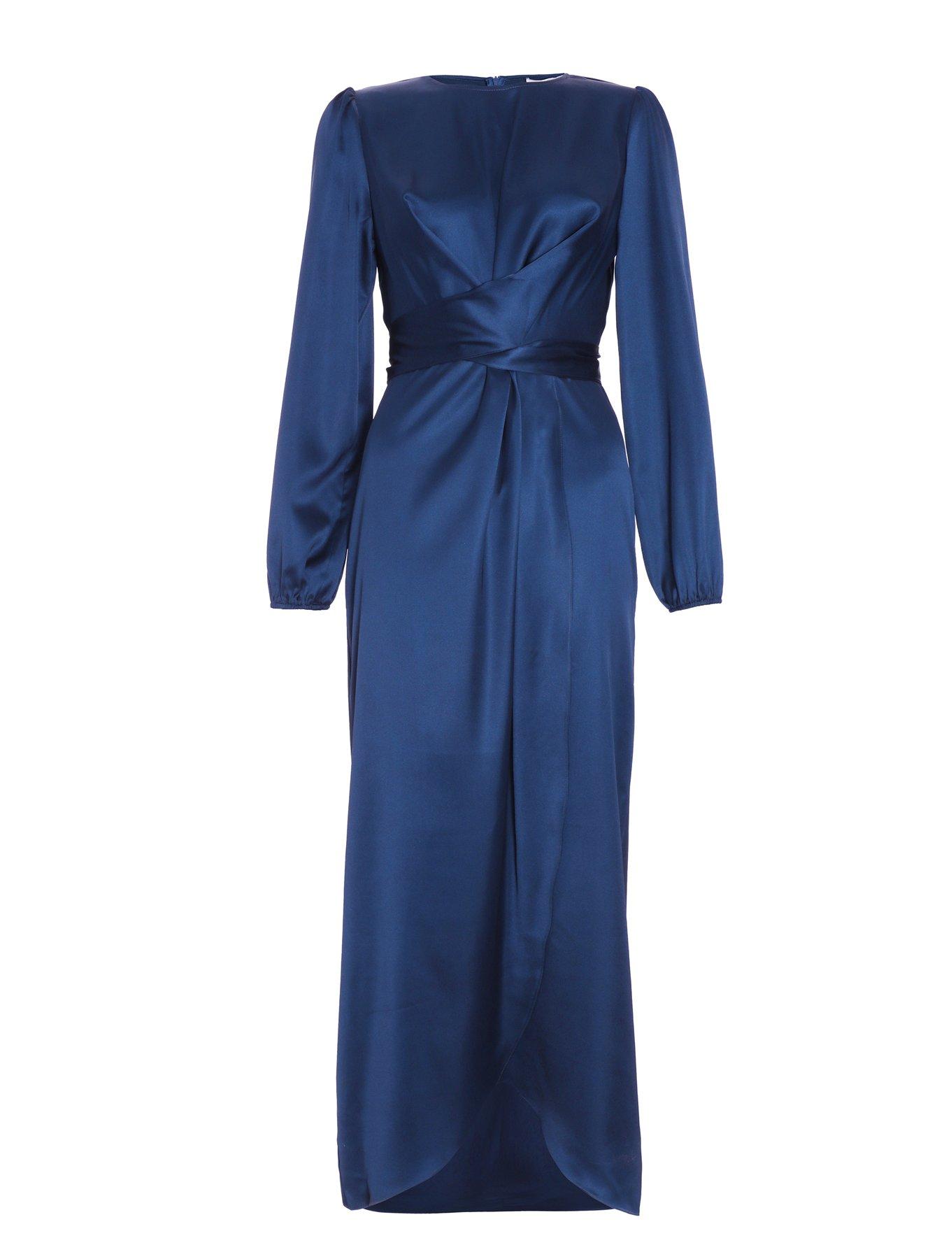 Quiz Navy Satin Wrap Maxi Dress | Very.co.uk