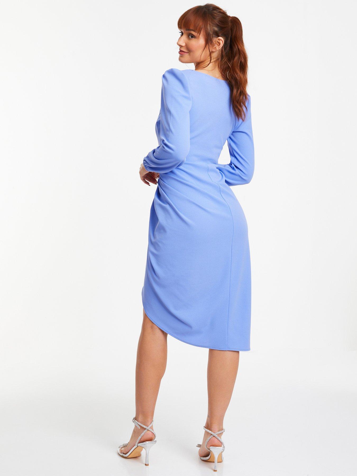 Quiz Blue Satin Halter Neck Midi Dress
