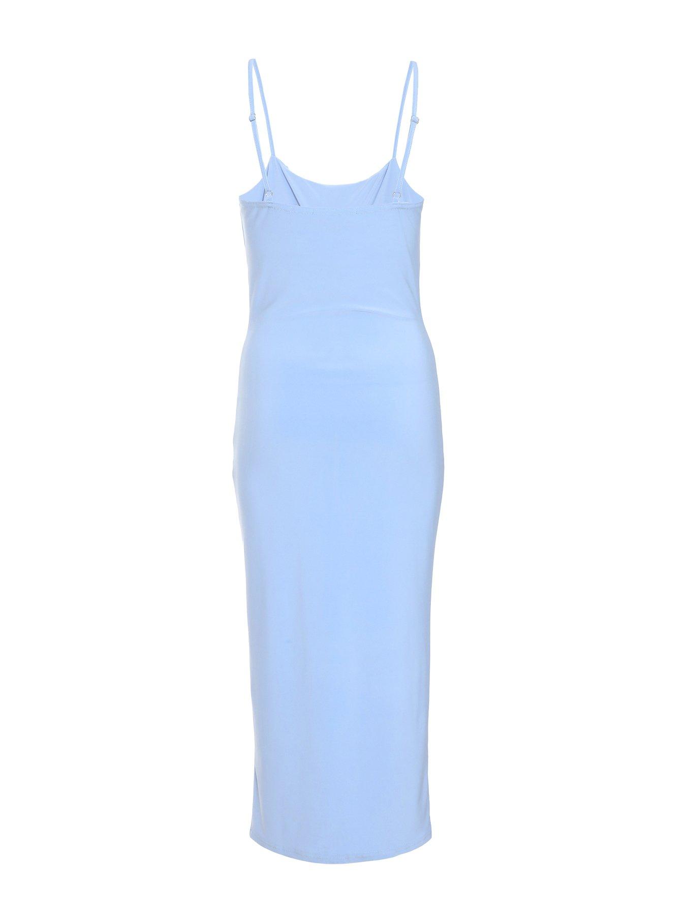 Image 6 of 6 of Quiz Blue Strappy Ruched Midi Dress