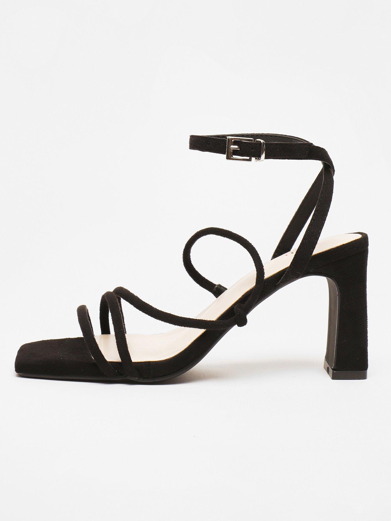 Quiz Strappy Block Heeled Sandals Black