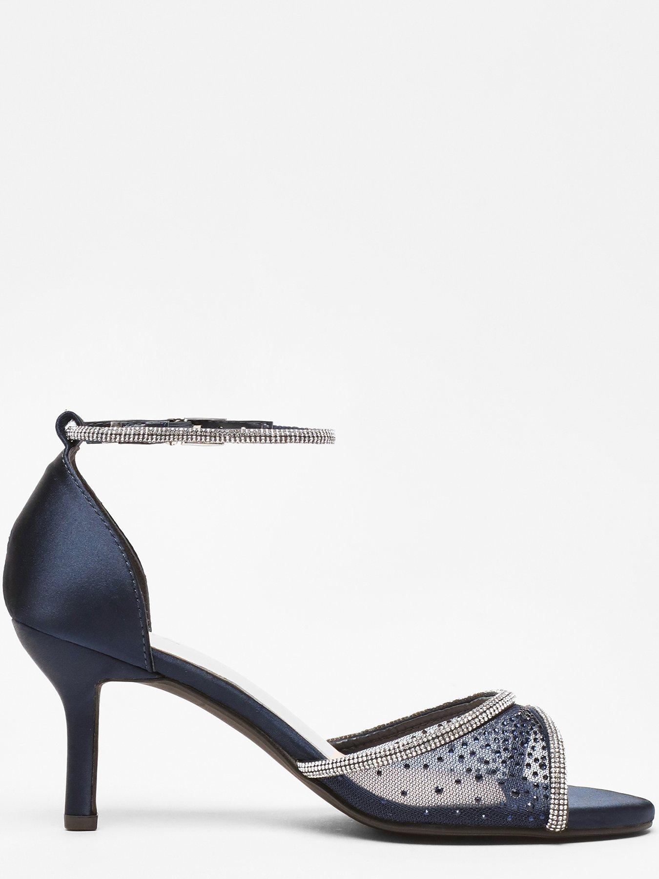 Quiz navy satin shoes clearance