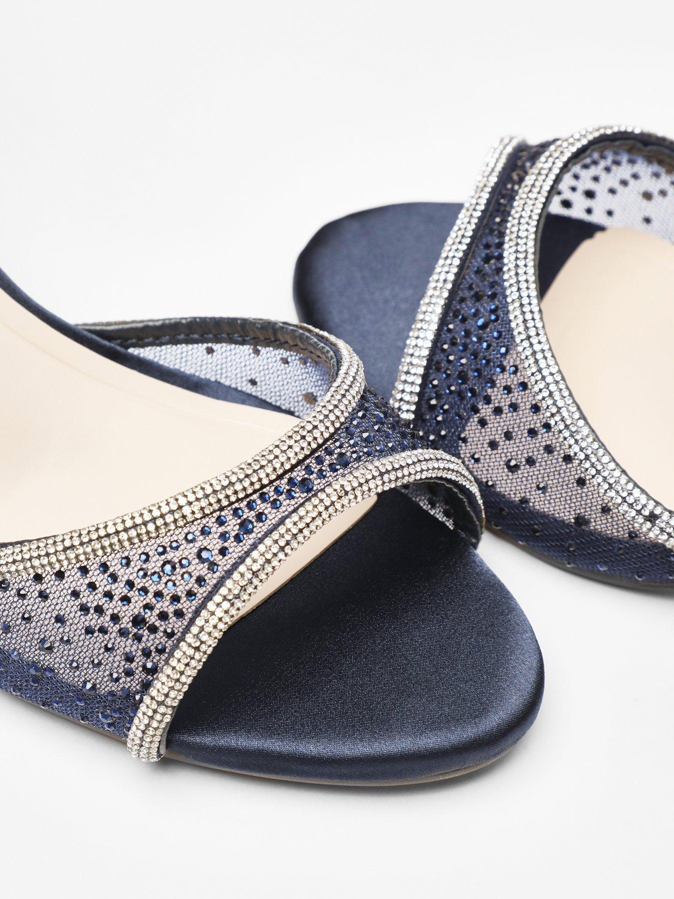 Navy diamante heels hotsell