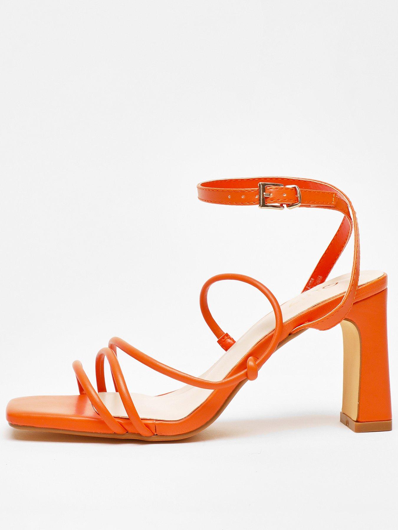 Quiz Orange Strappy Block Heeled Sandals | Very.co.uk