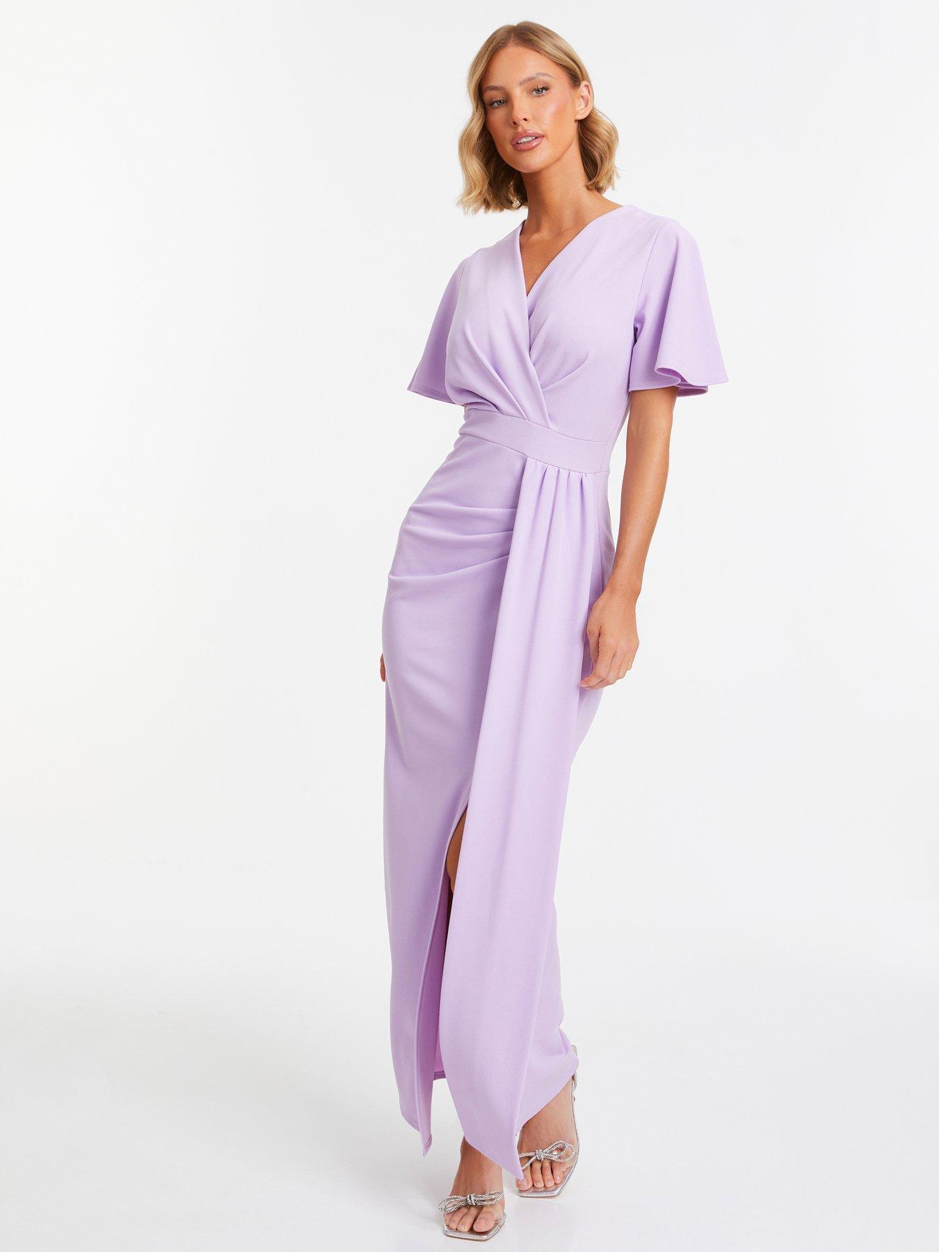 Ruffle Detail Cami Strap Wrap Design Dress in Lilac – Chi Chi London
