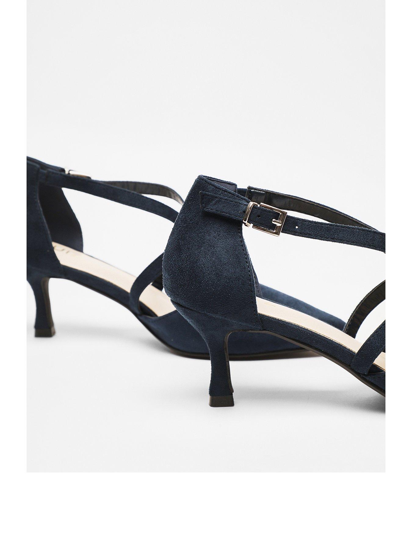 Navy Faux Suede Low Court Heels