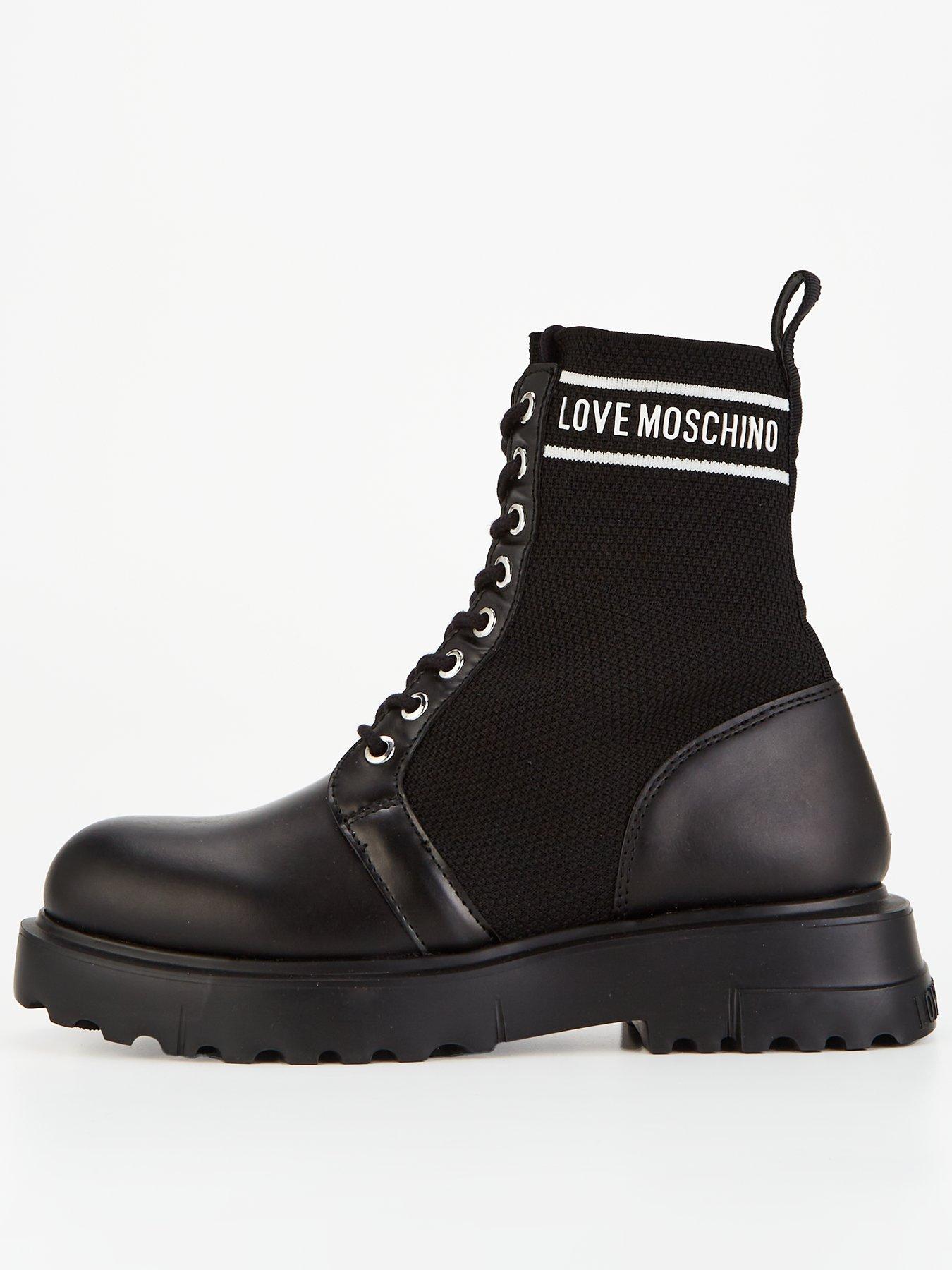 Black combat boots no heel best sale