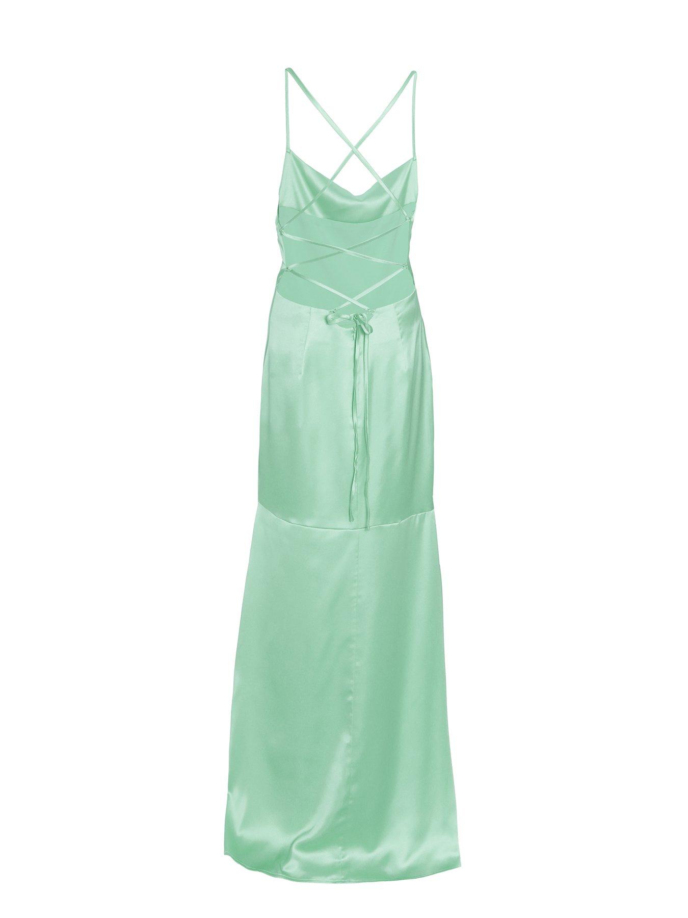 Quiz Mint Satin Cross Back Maxi Dress | Very