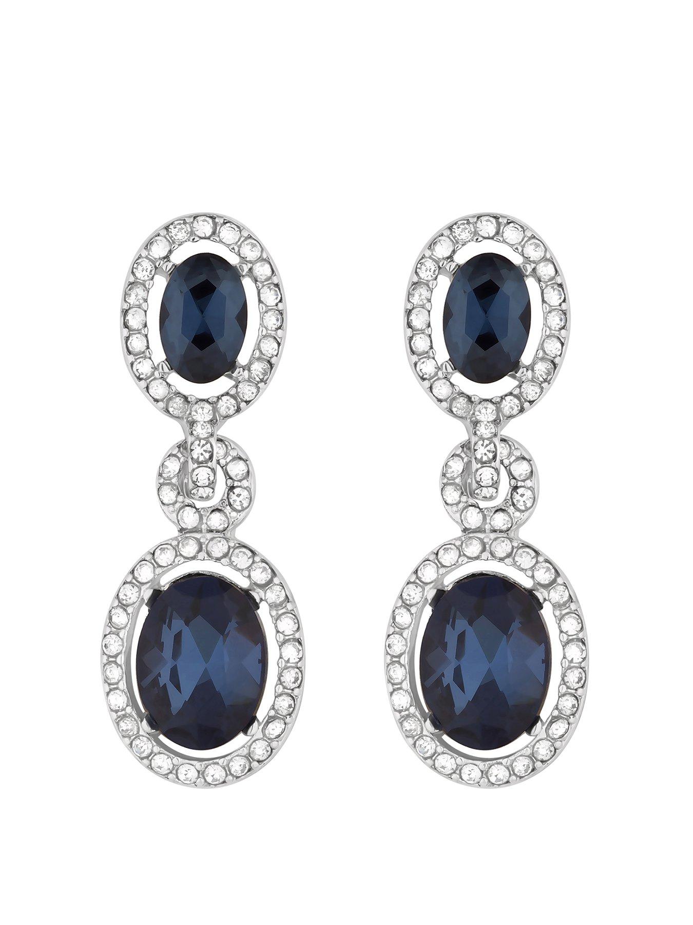 Product photograph of Jon Richard Silver Plated Blue Halo Earrings from very.co.uk