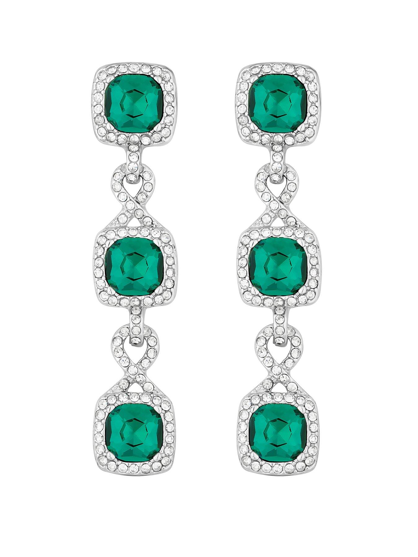 undefined Silver Plated Emerald Green Infinity Earrings